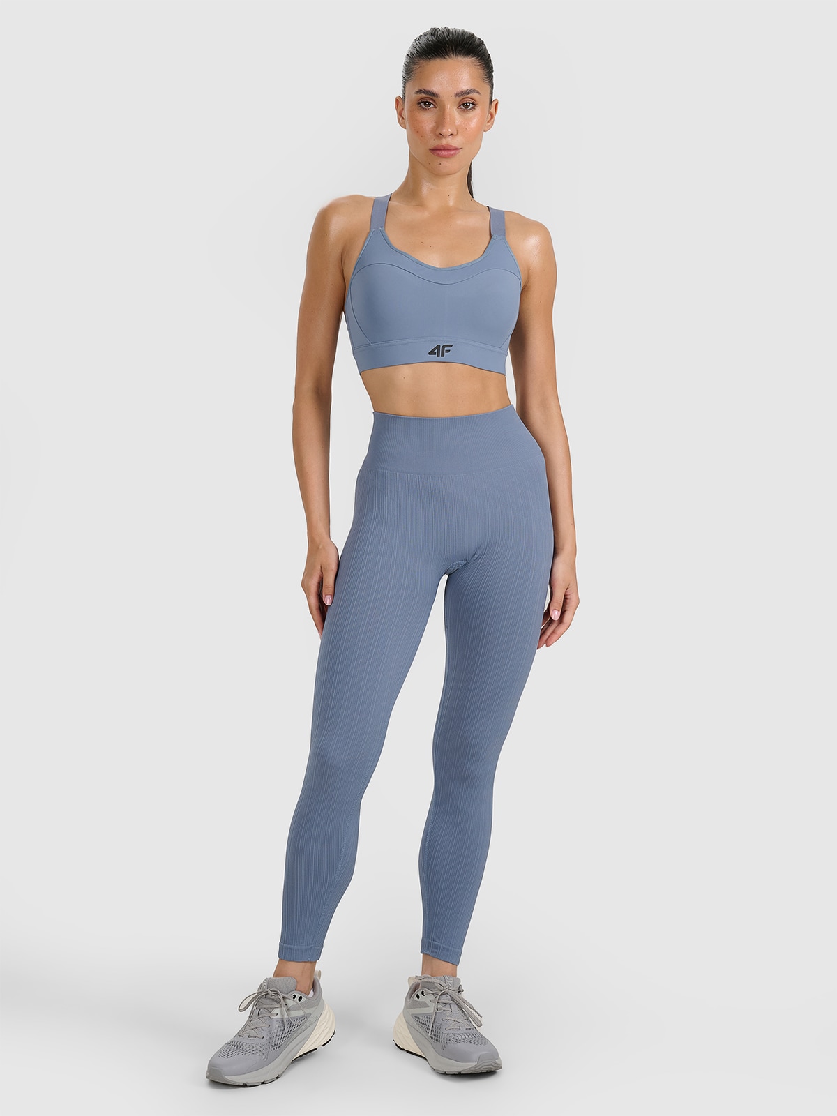 4F Legginsy treningowe bezszwowe damskie - szare M/L