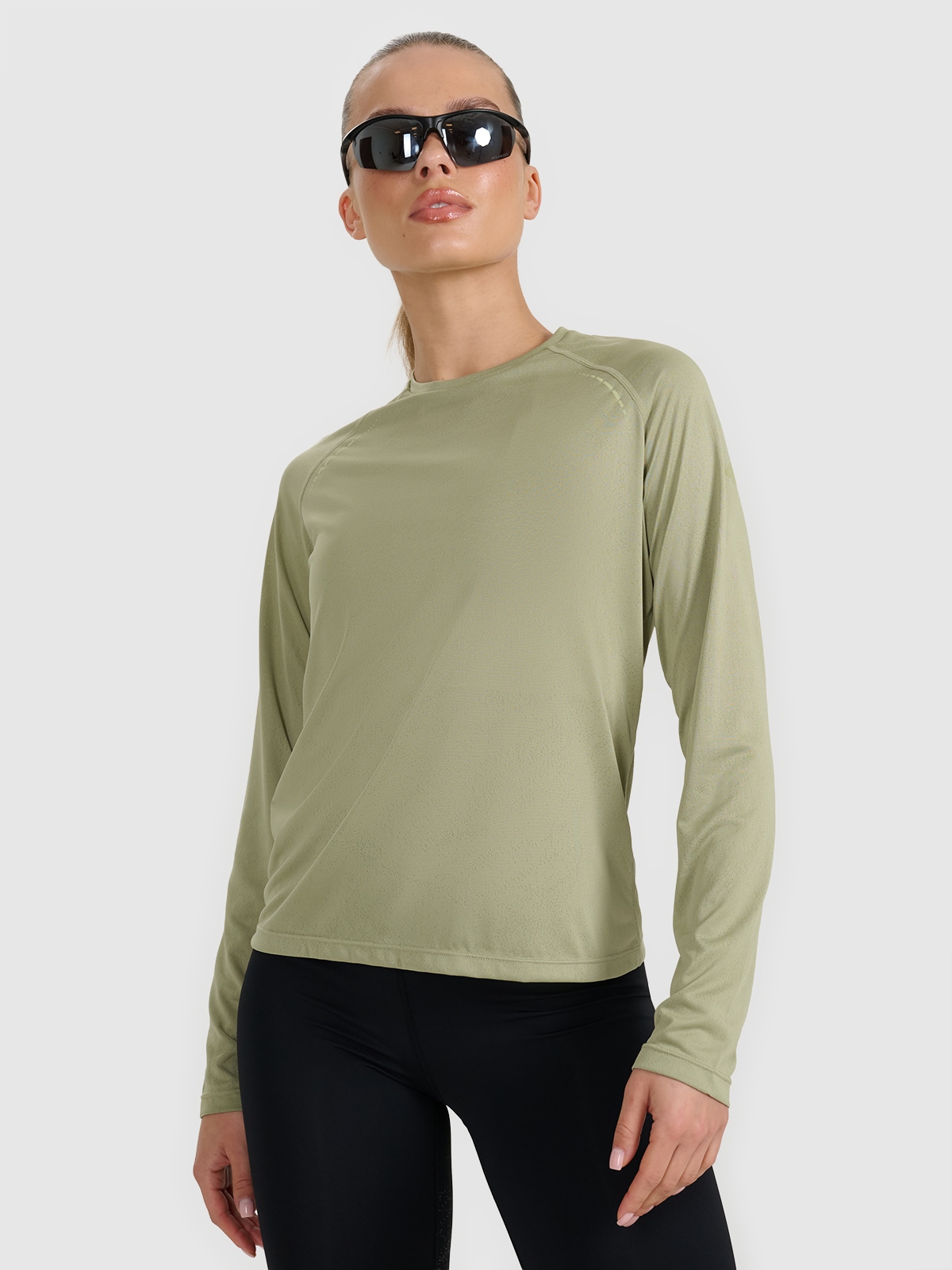 4F Longsleeve do biegania w terenie szybkoschnący damski - oliwkowy/khaki L