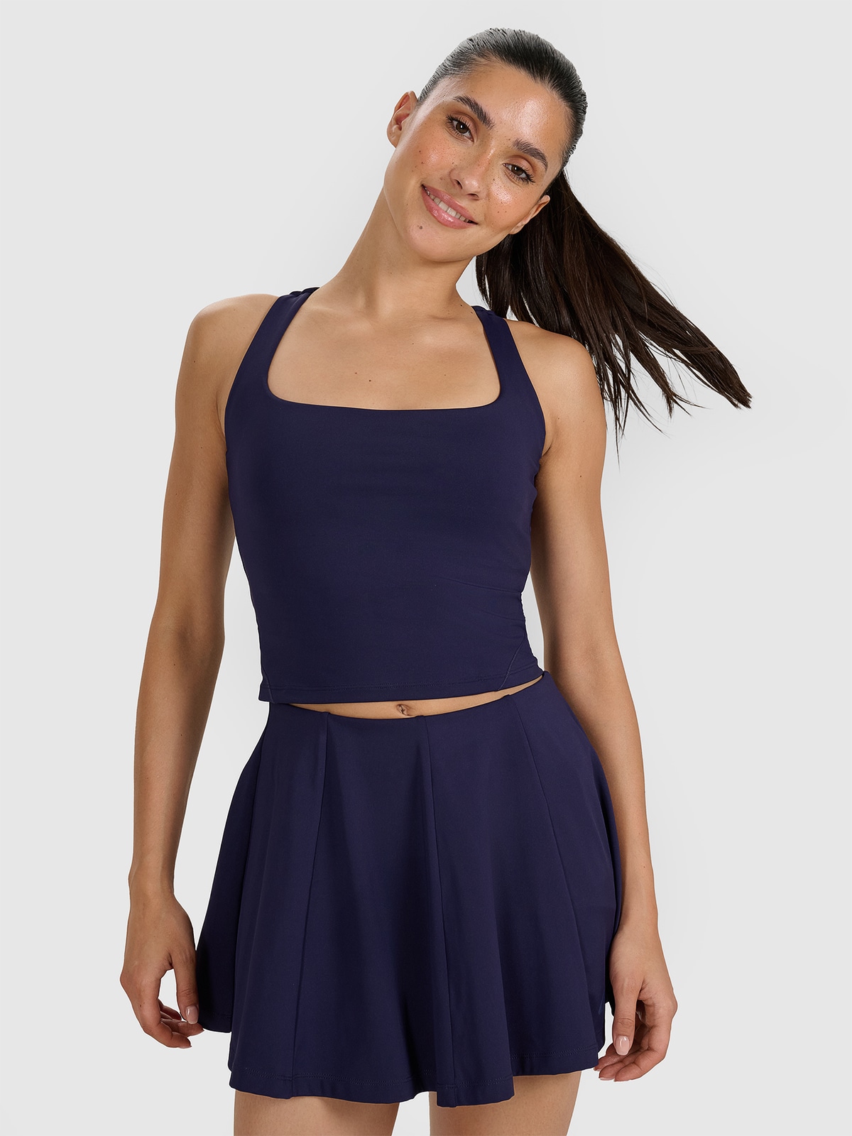 4F Crop-top tenisowy szybkoschnący damski - granatowy L