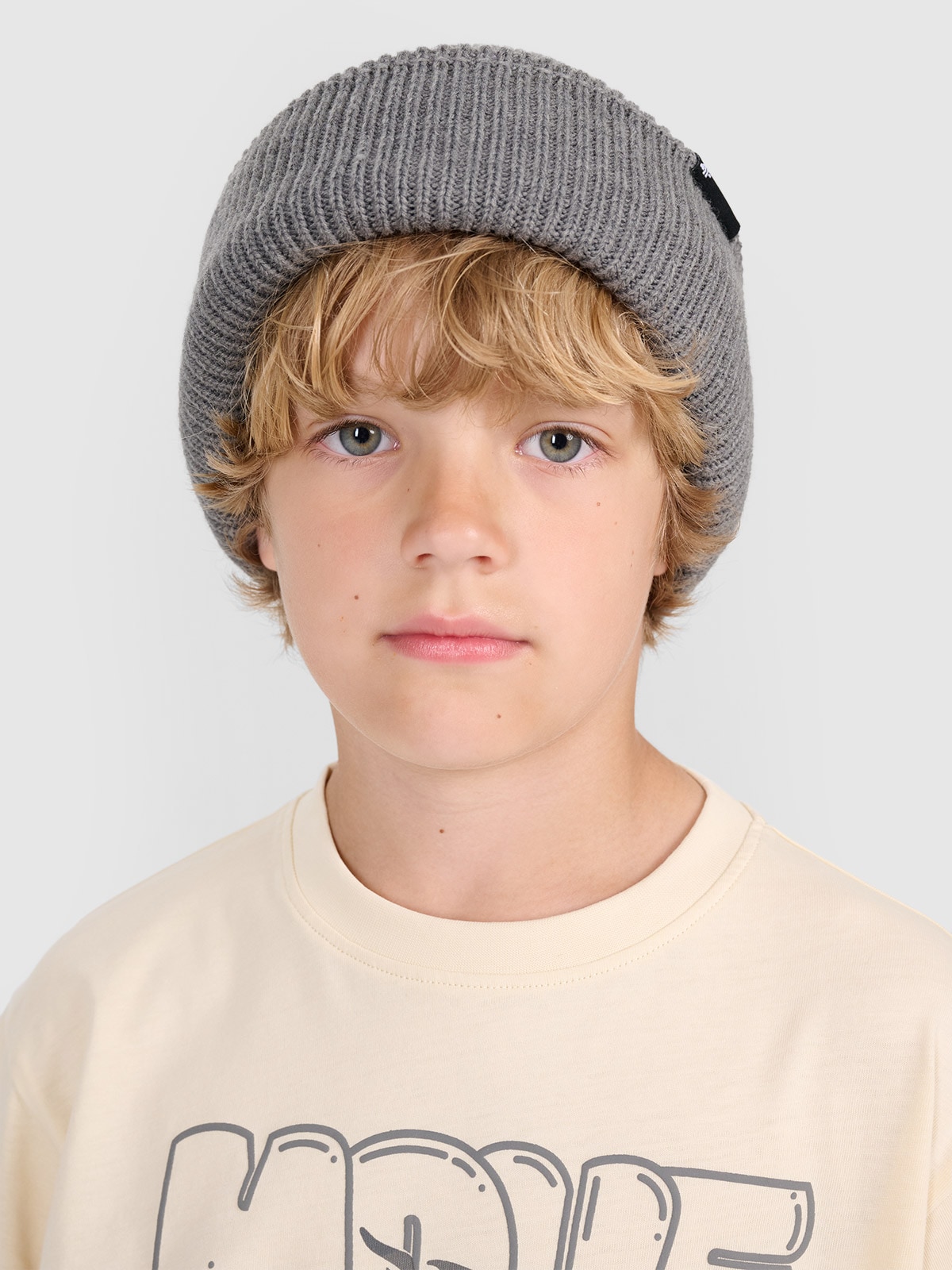 4F Czapka zimowa z dodatkiem wełny dziecięca - szara Uniwersalny