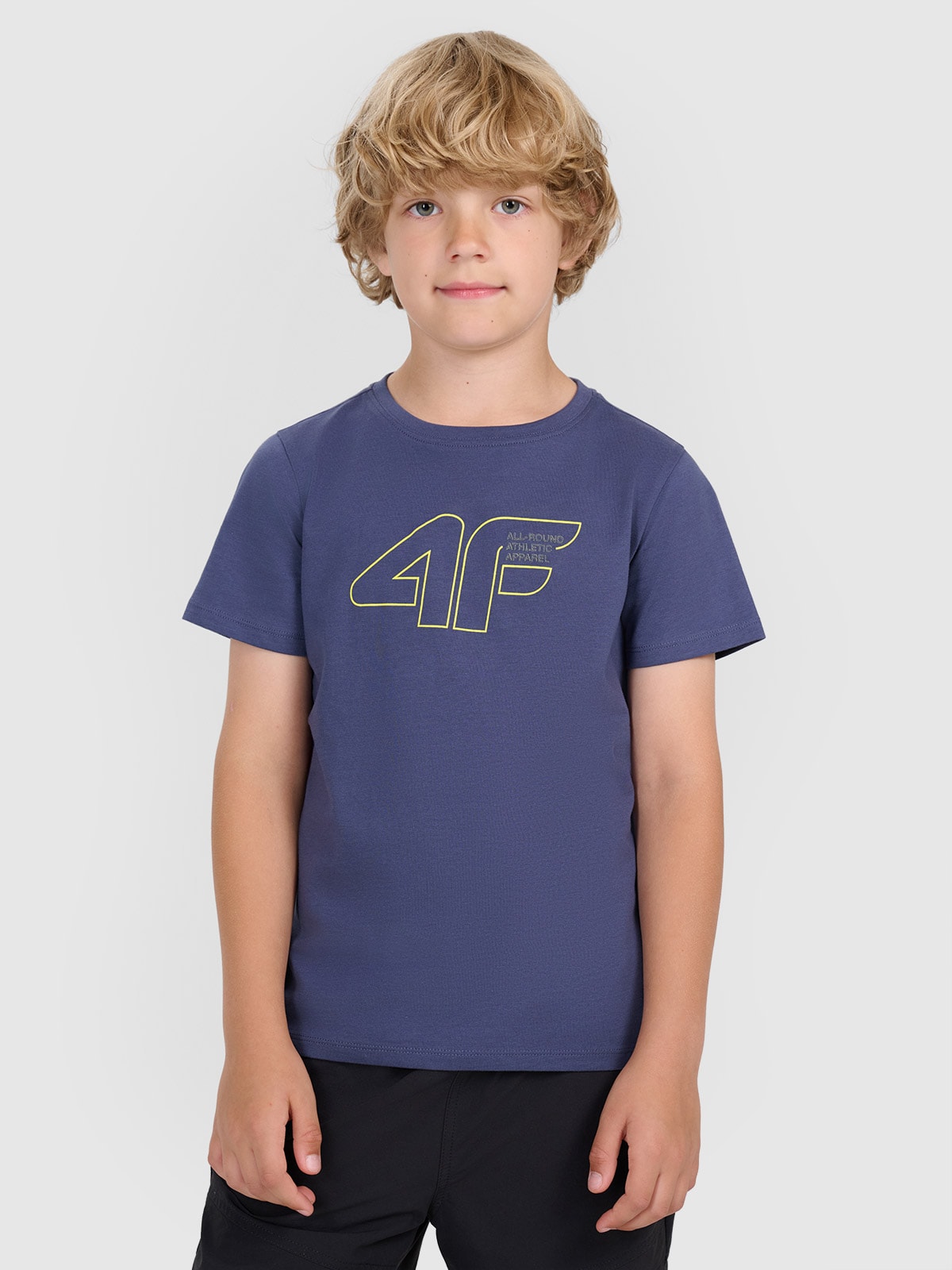 4F T-shirt regular z nadrukiem chłopięcy - granatowy 122 (6-7 lat)