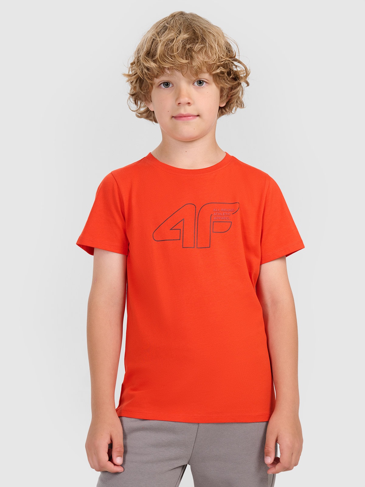 4F T-shirt regular z nadrukiem chłopięcy - czerwony 164 (13-14 lat)