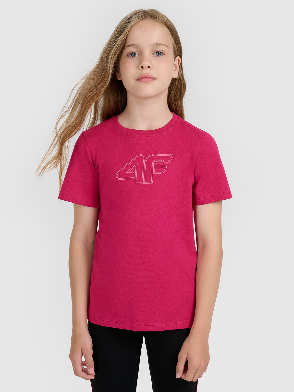 4F T-shirt regular z nadrukiem dziewczęcy - różowy 152 (11-12 lat)