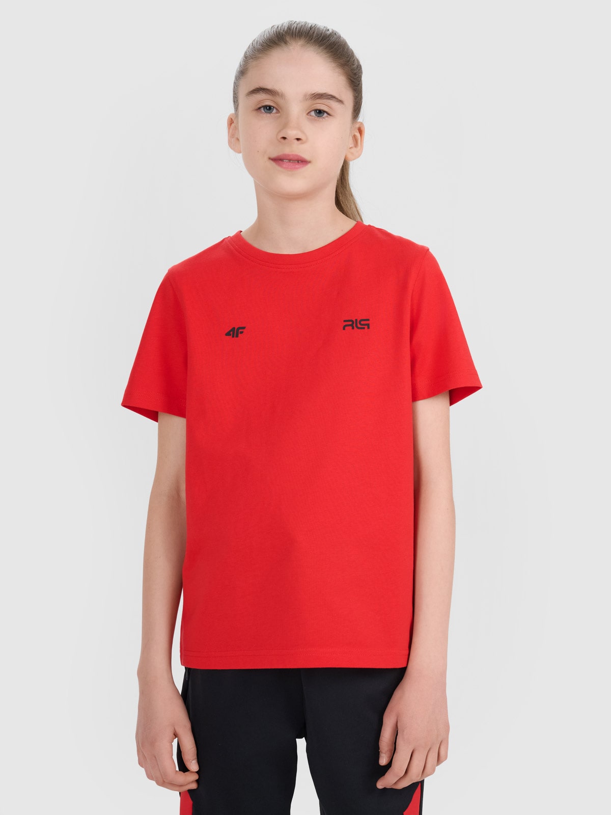 4F T-shirt regular z nadrukiem dziecięcy 4F JUNIOR x Robert Lewandowski - czerwony 122 (6-7 lat)