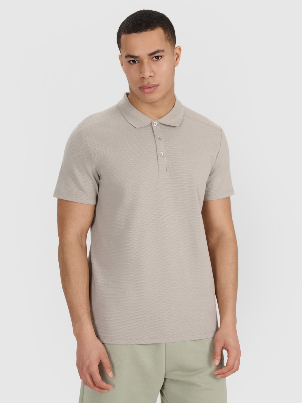 4F Koszulka polo regular męska - szara L