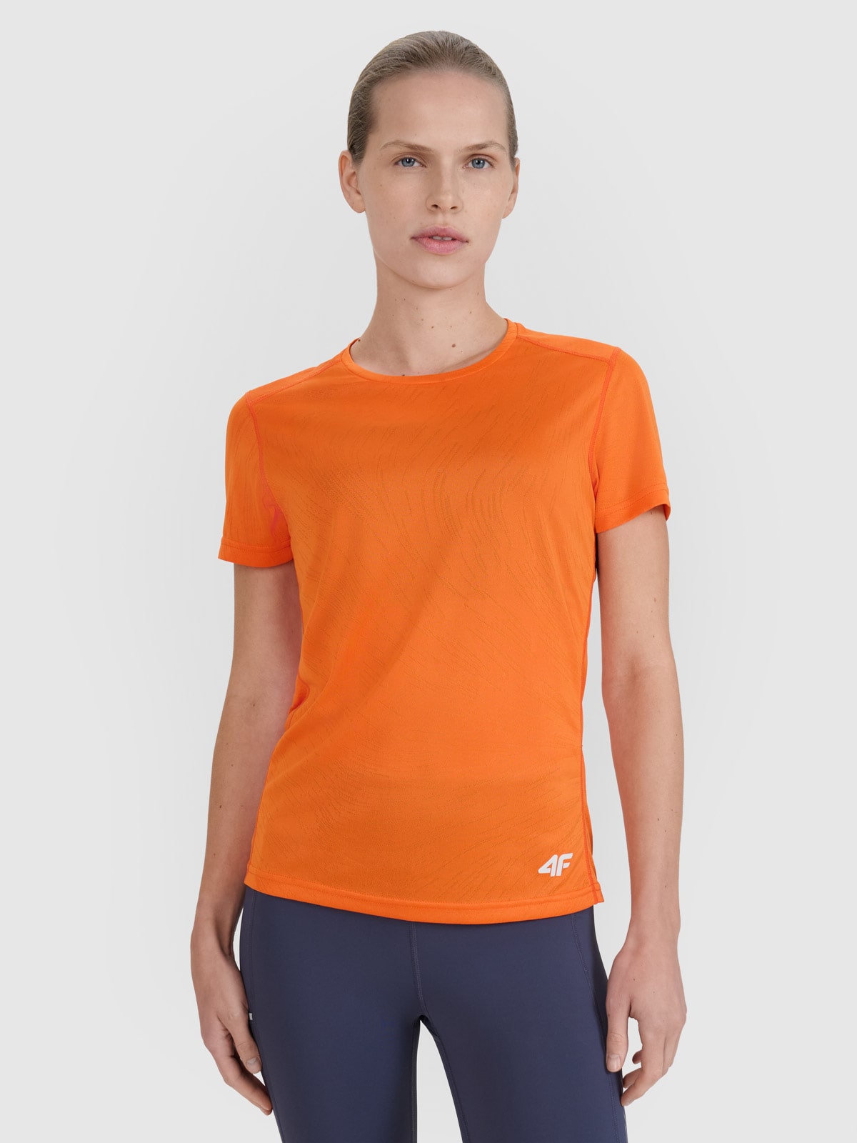 4F Koszulka do biegania regular damska - pomarańczowa L