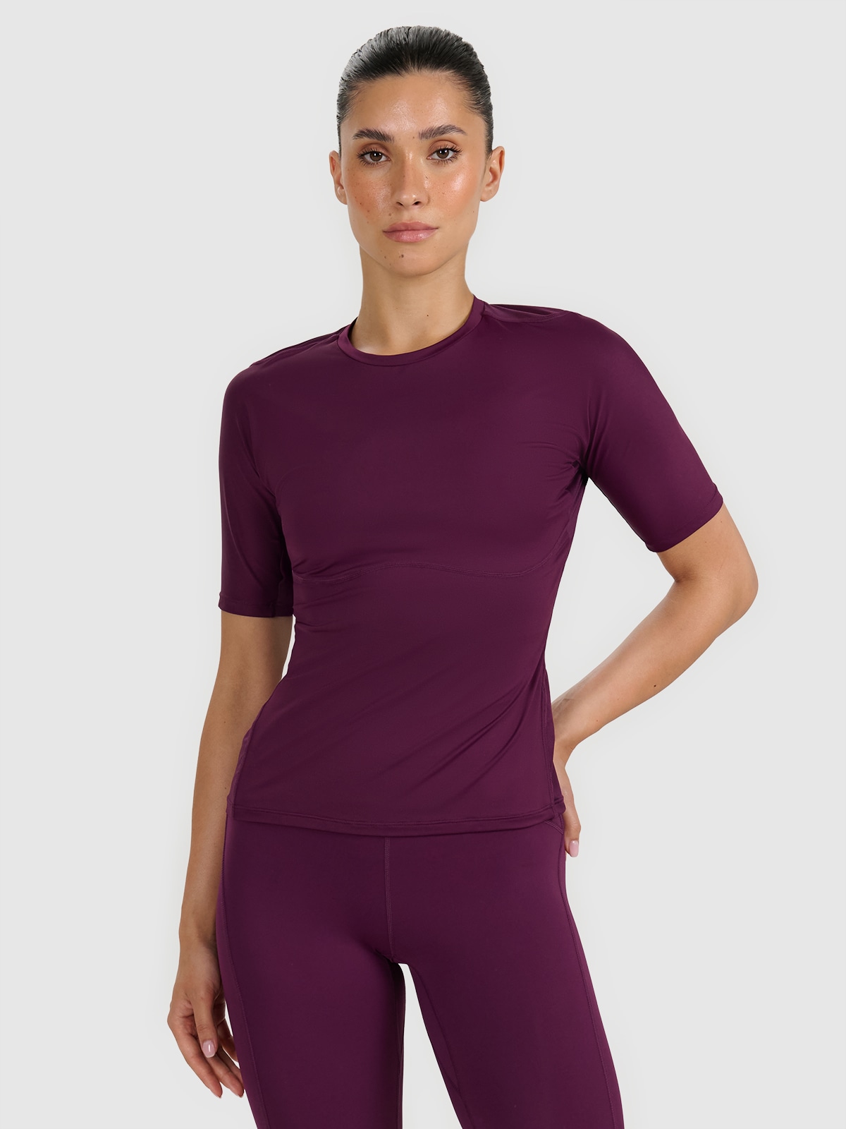 4F Koszulka treningowa slim szybkoschnąca damska - fioletowa L