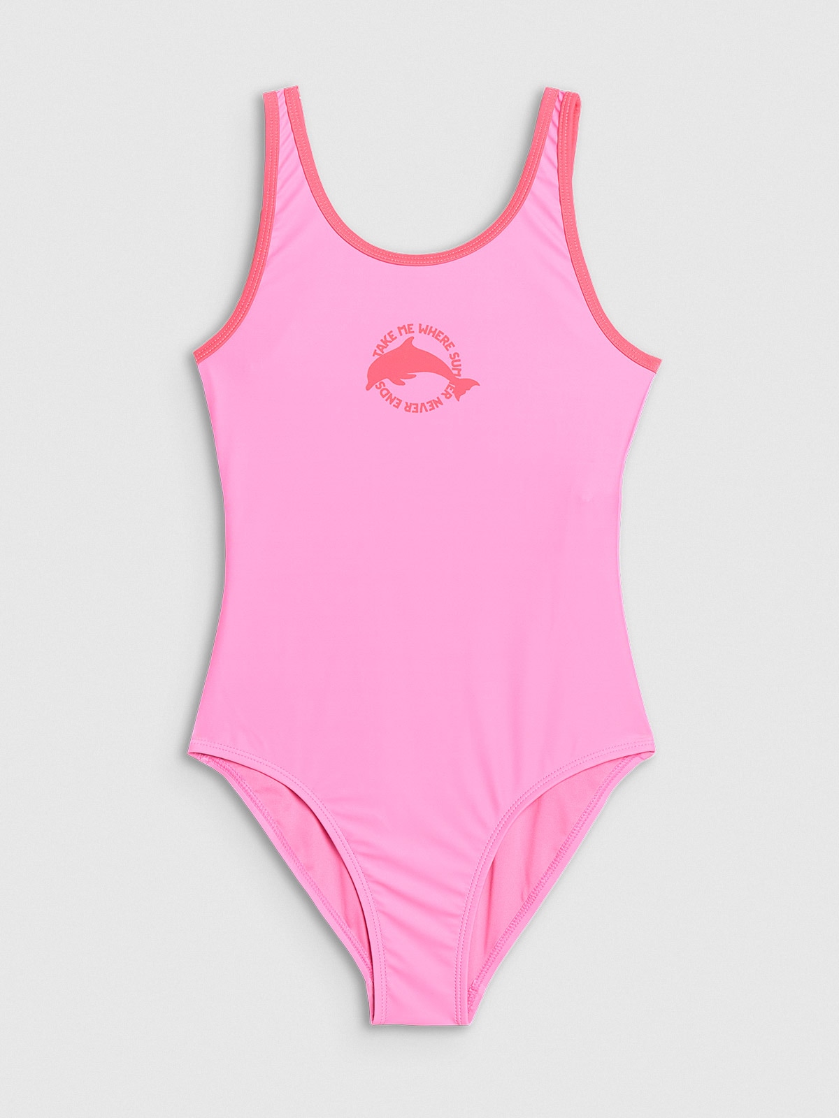 4F Kostium kąpielowy jednoczęściowy dziewczęcy - różowy 146/152 (10-12 lat)