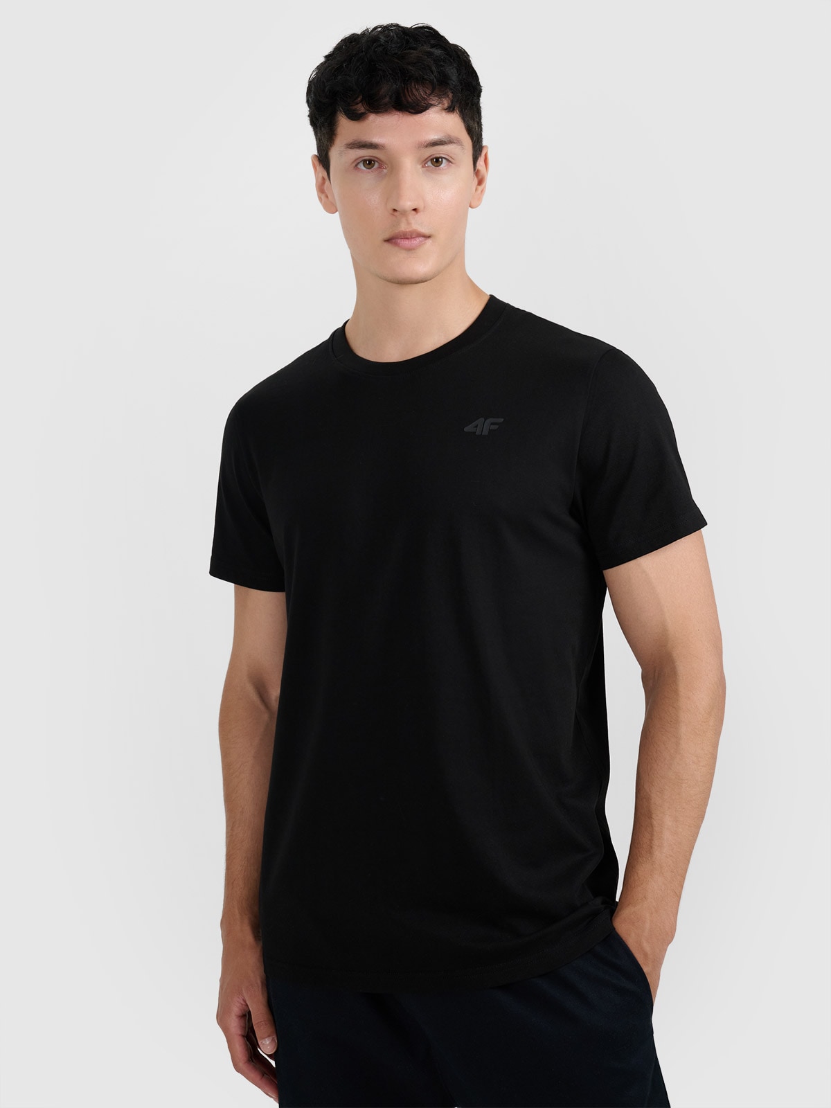 4F T-shirt regular gładki męski (2-pack) - biały+czarny 3XL