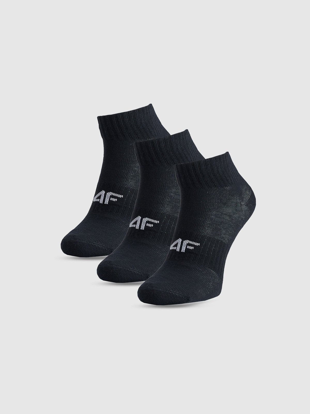 4F Skarpetki casual za kostkę (3-pack) chłopięce - czarne 32-34
