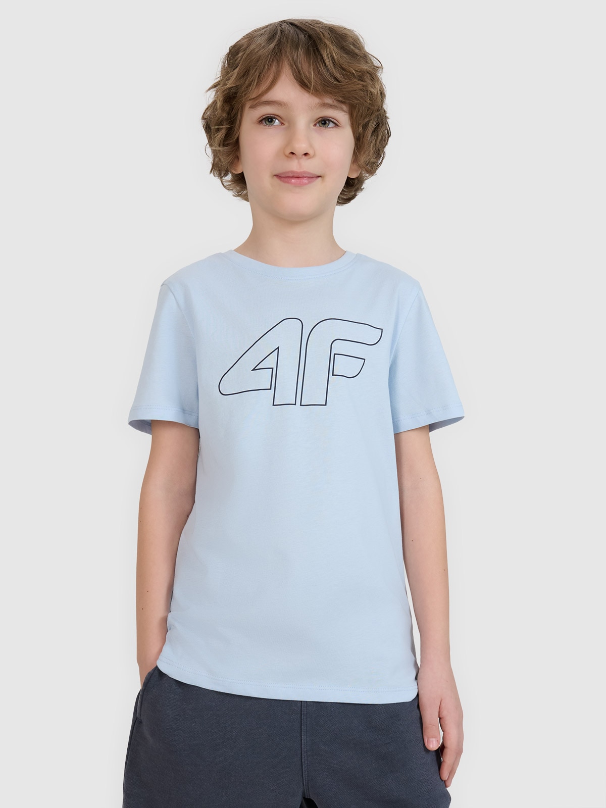 4F T-shirt z nadrukiem chłopięcy - niebieski 140 (9-10 lat)