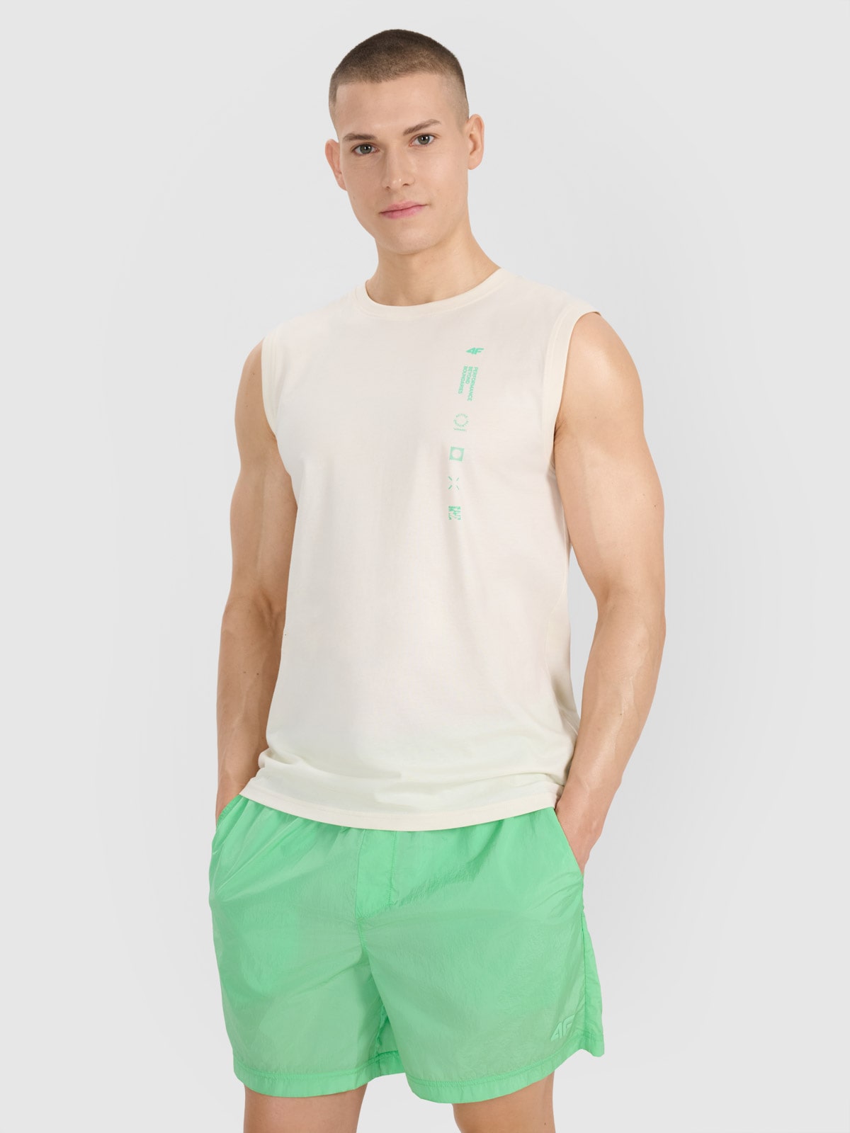4F Tank top regular męski - biały XXL