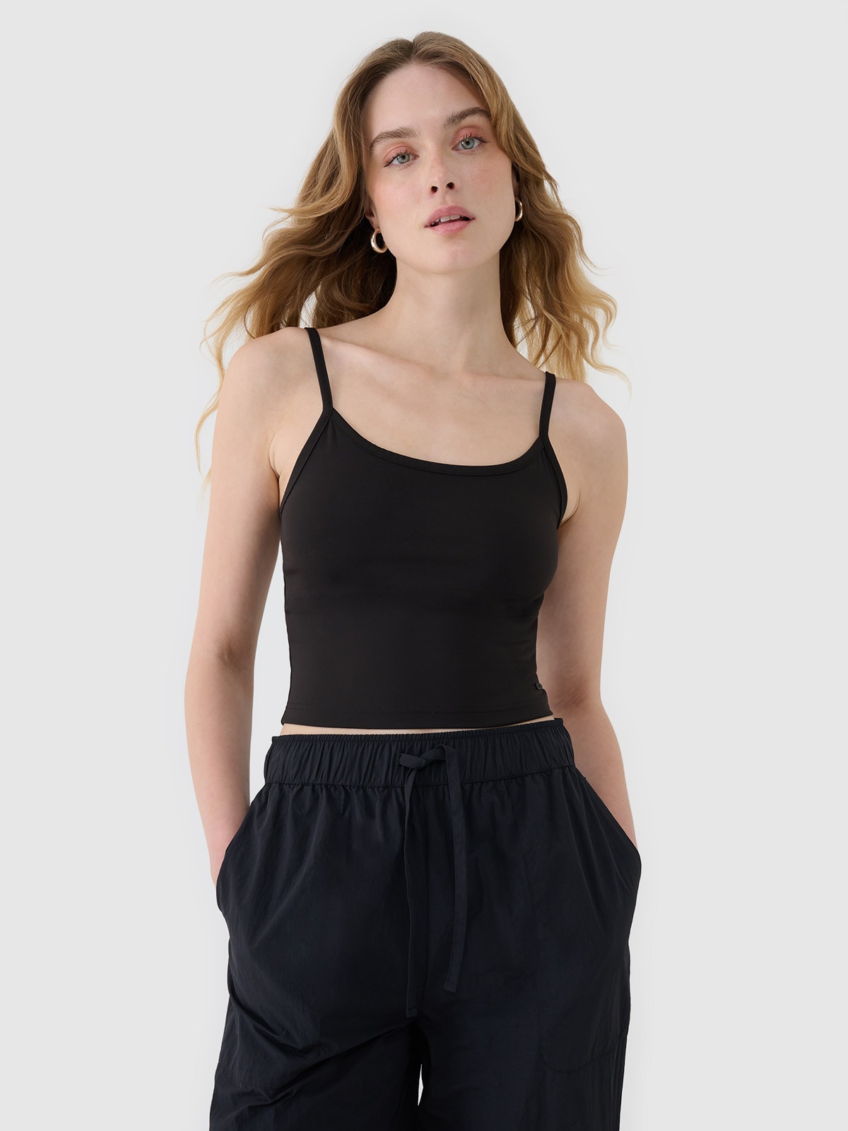 4F Crop-top slim damski - czarny L