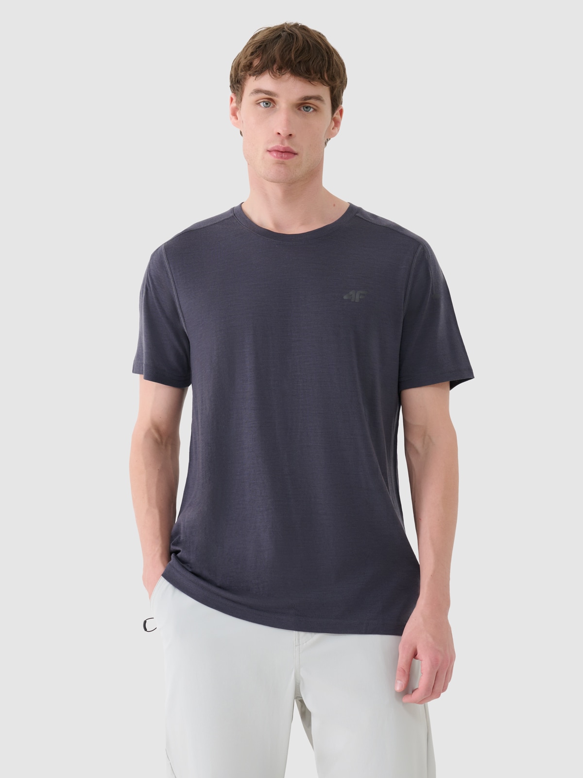 4F Koszulka trekkingowa z wełną Merino męska - szara M