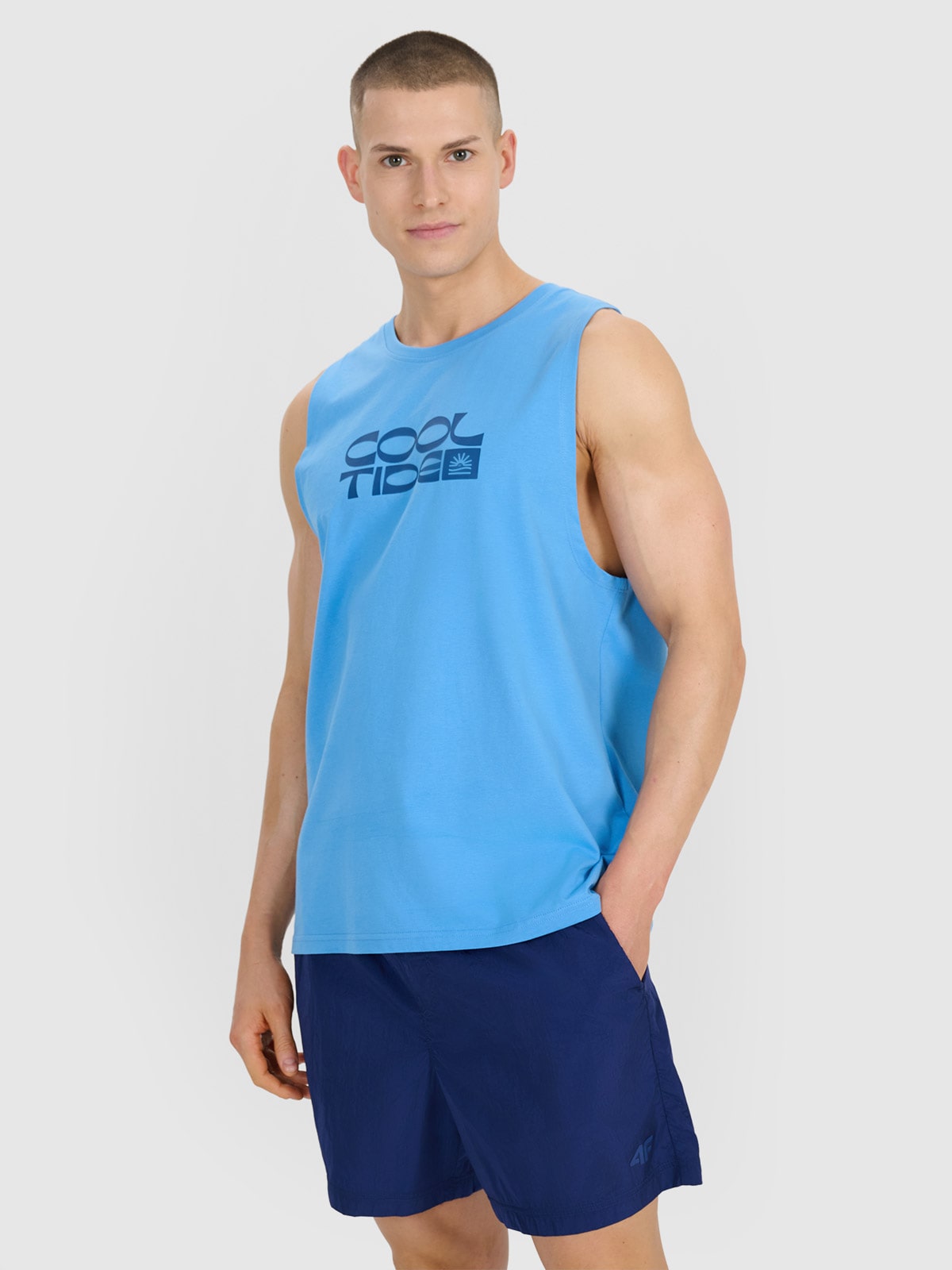 4F Tank top regular męski - niebieski L
