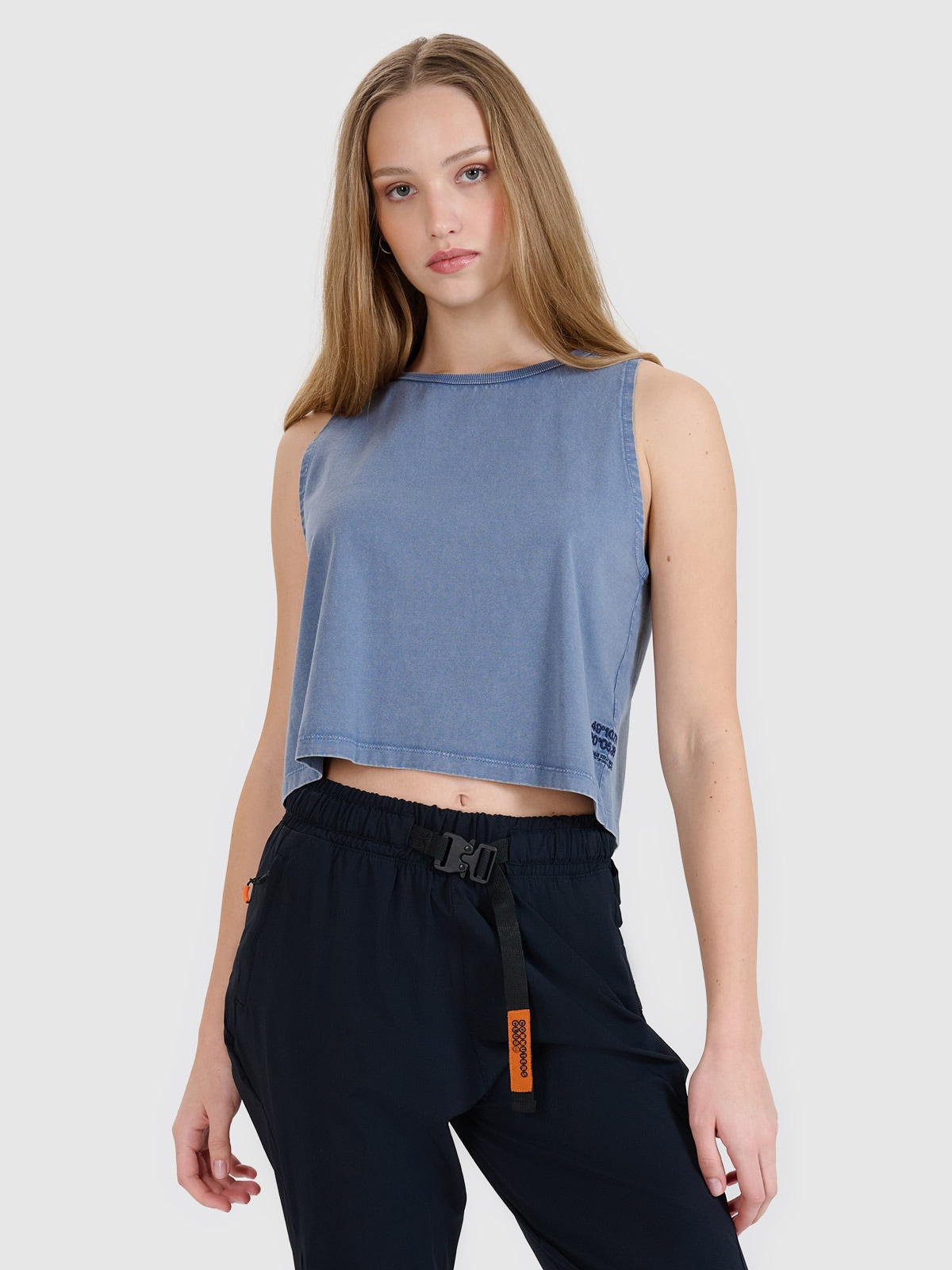 4F Top z efektem sprania damski - granatowy L