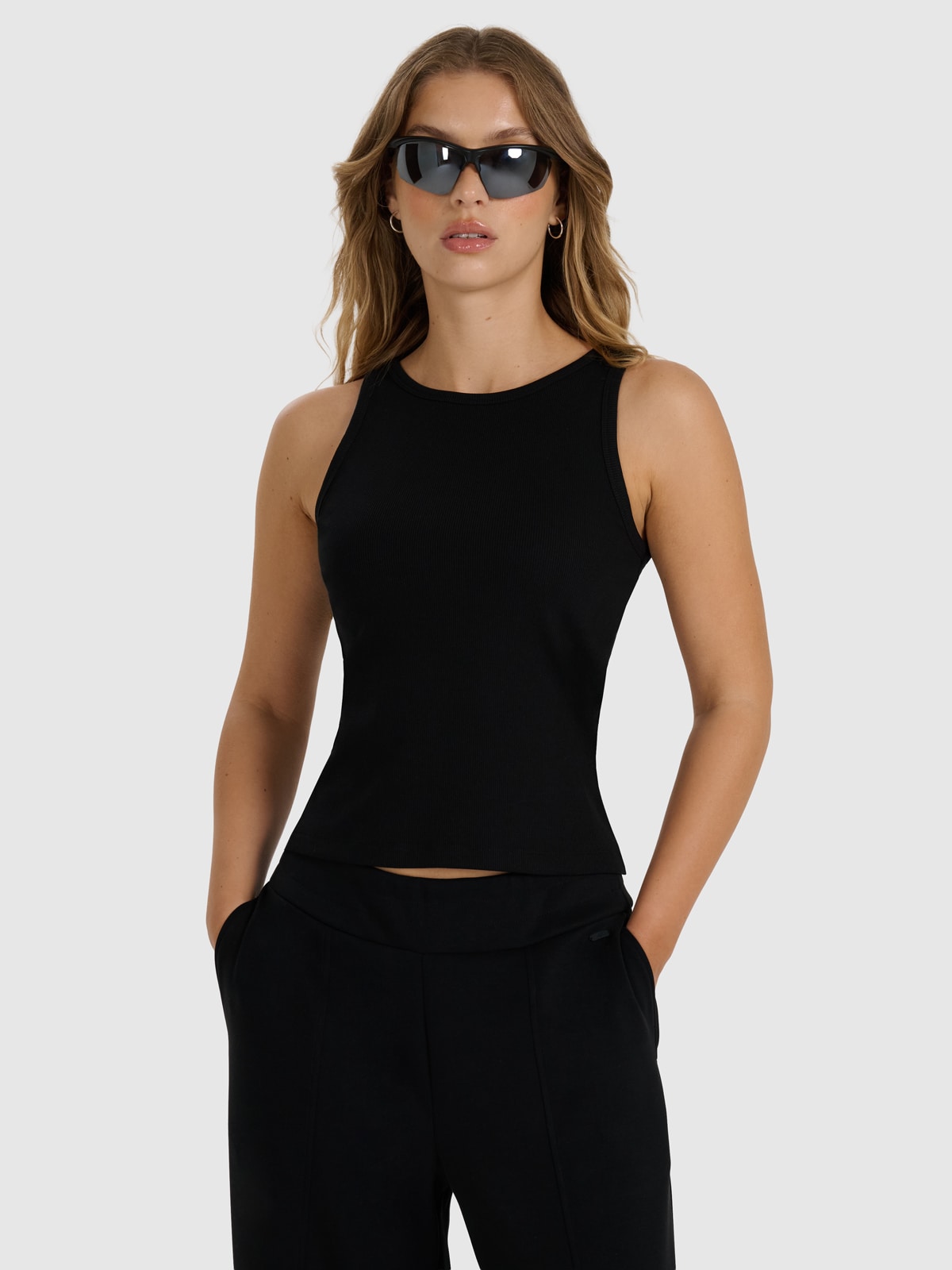 4F Top slim gładki damski - czarny L