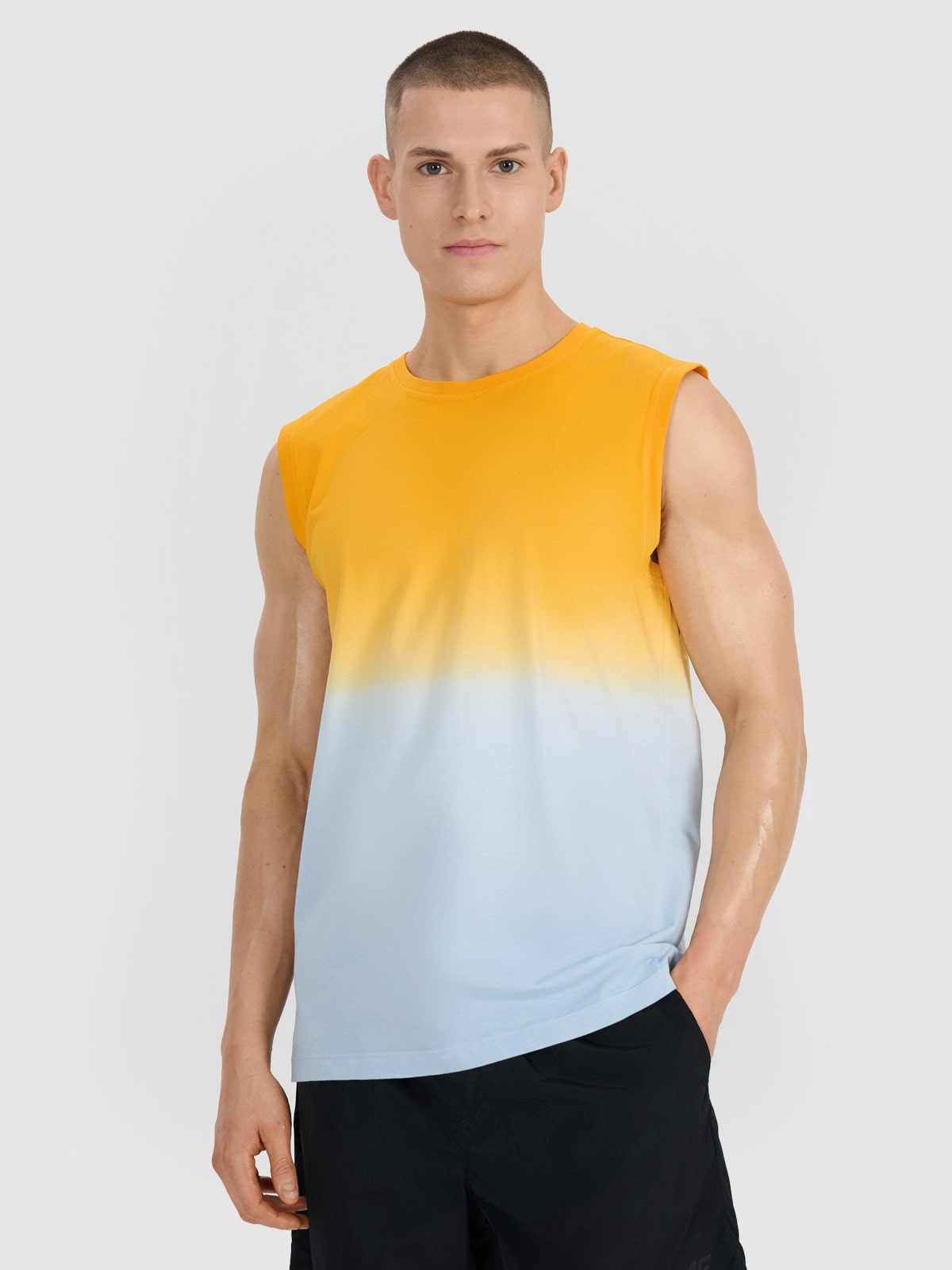 4F Tank top regular męski - pomarańczowy L