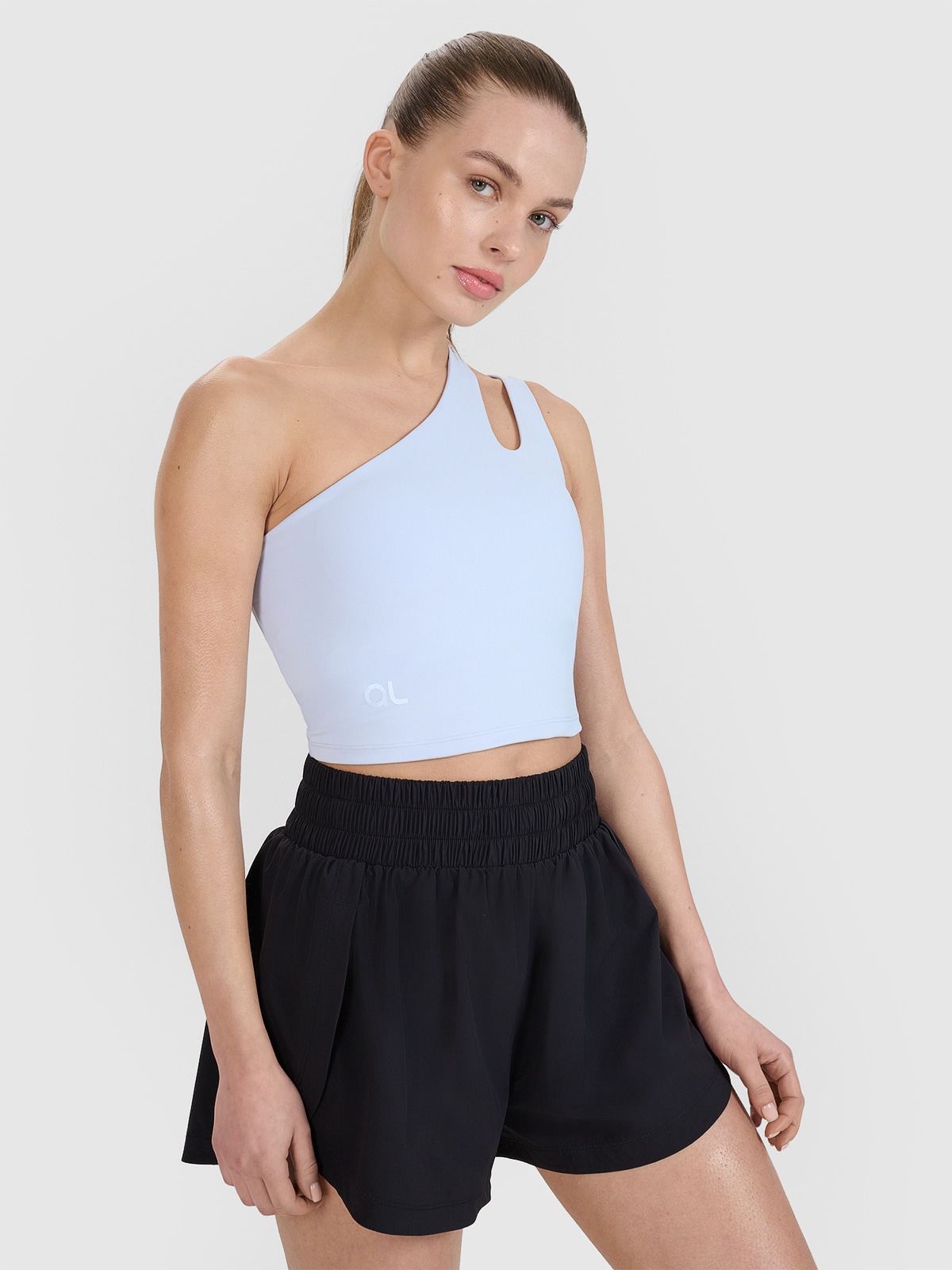 4F Crop top treningowy na jedno ramię 4F x Anna Lewandowska - niebieski L