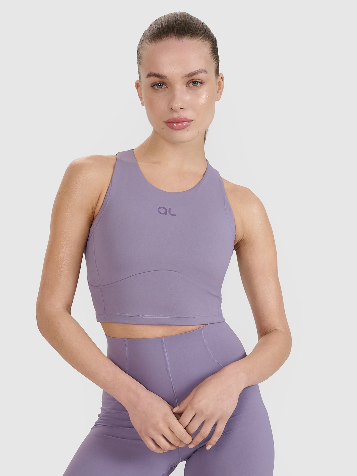 4F Crop top treningowy z wycięciem na plecach 4F x Anna Lewandowska - fioletowy XL