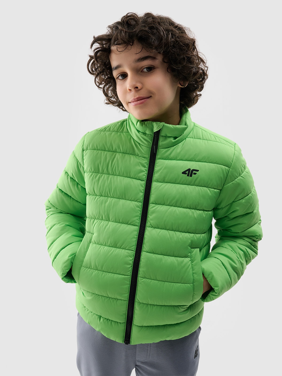 4F Kurtka puchowa z wypełnieniem syntetycznym chłopięca - zielona 152 (11-12 lat)