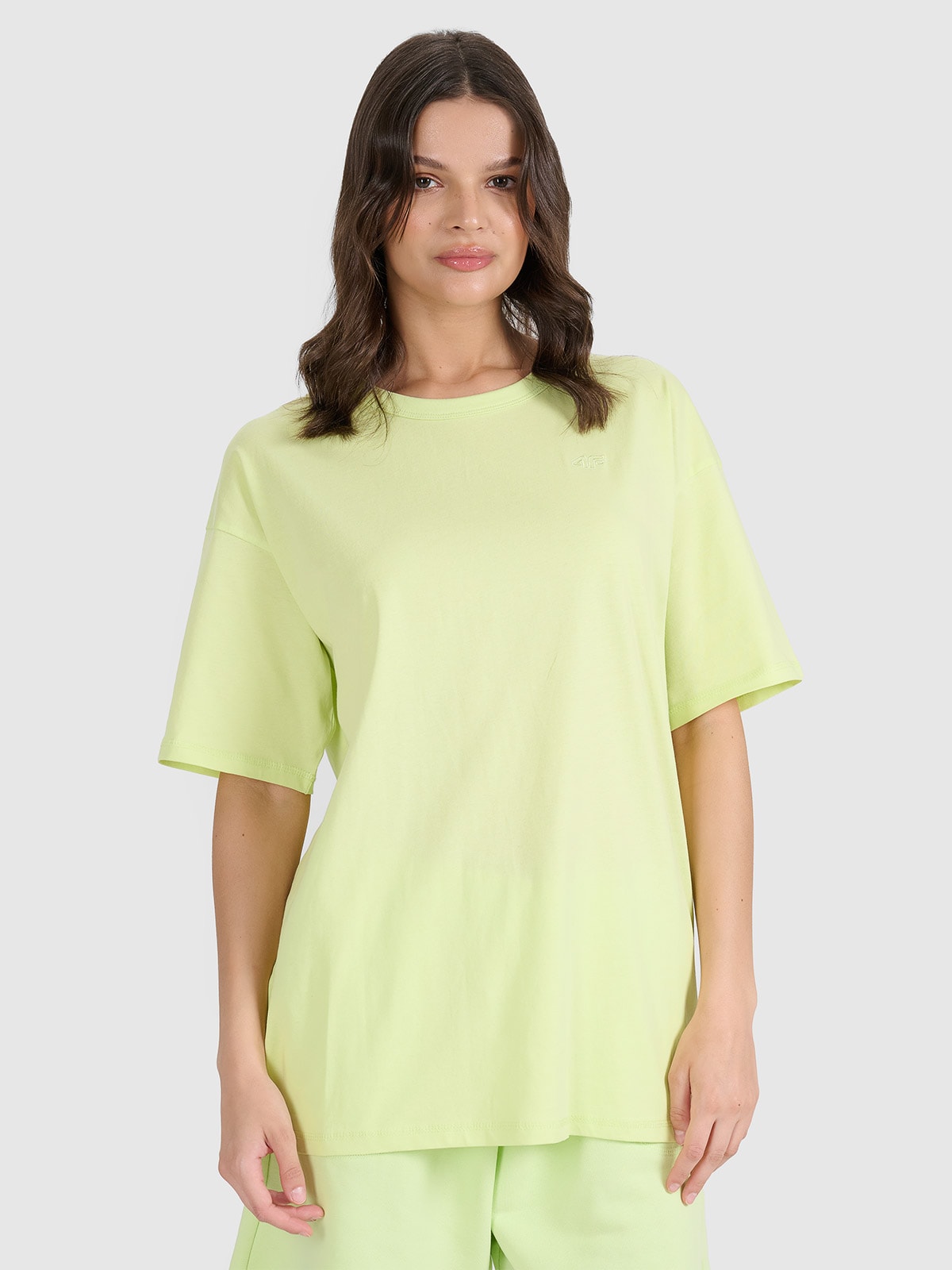 4F T-shirt oversize gładki uniseks - zielony L