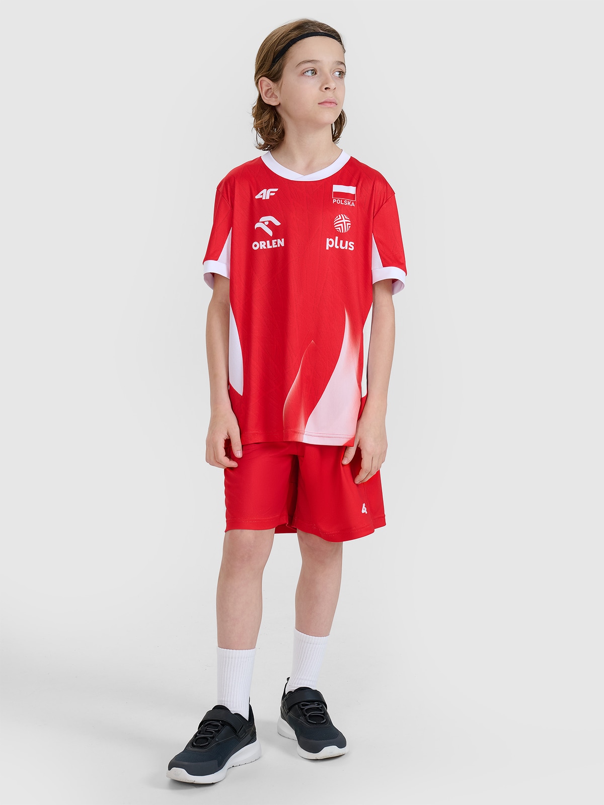 4F Spodenki meczowe replika dziecięce 4F x Polska Siatkówka - czerwone 110/116