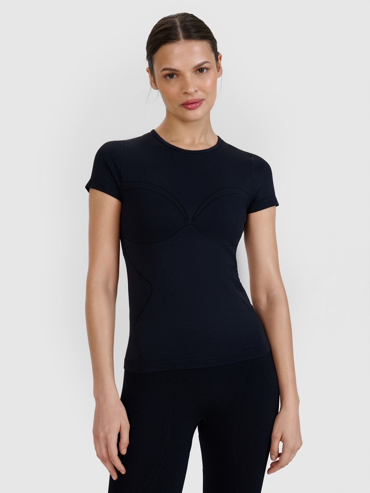 4F Koszulka do jogi i pilatesu szybkoschnąca damska - czarna M/L