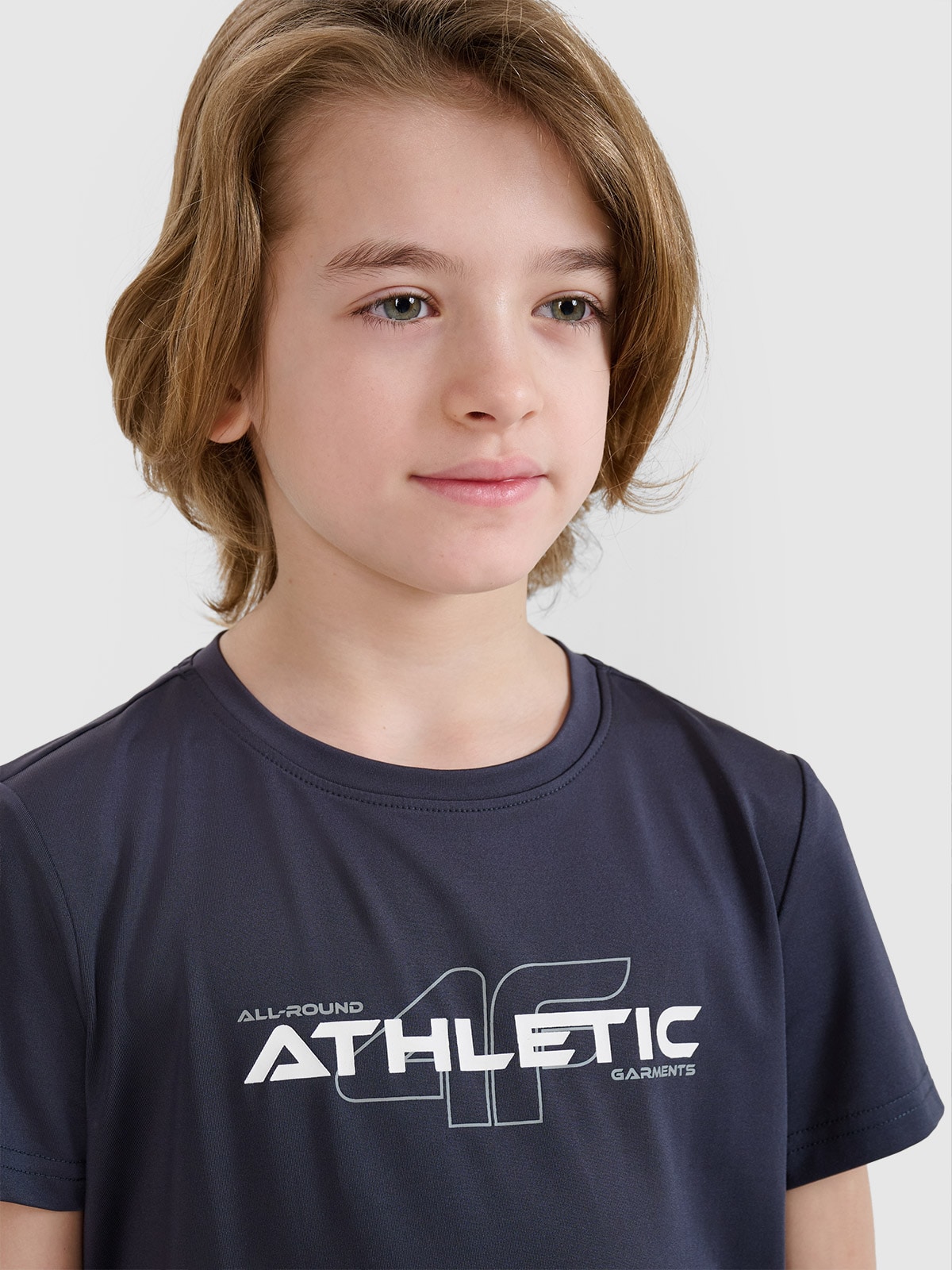 4F T-shirt sportowy szybkoschnący chłopięcy - szary 122/128 (6-8 lat)