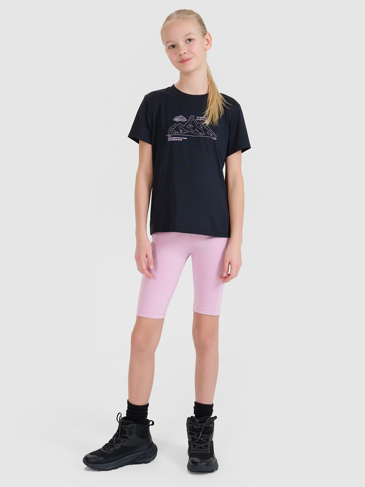 4F Legginsy kolarki trekkingowe szybkoschnące dziewczęce - różowe 122/128 (6-8 lat)