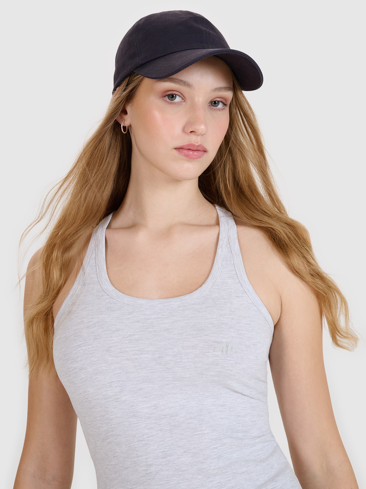 4F Top slim gładki damski - szary L