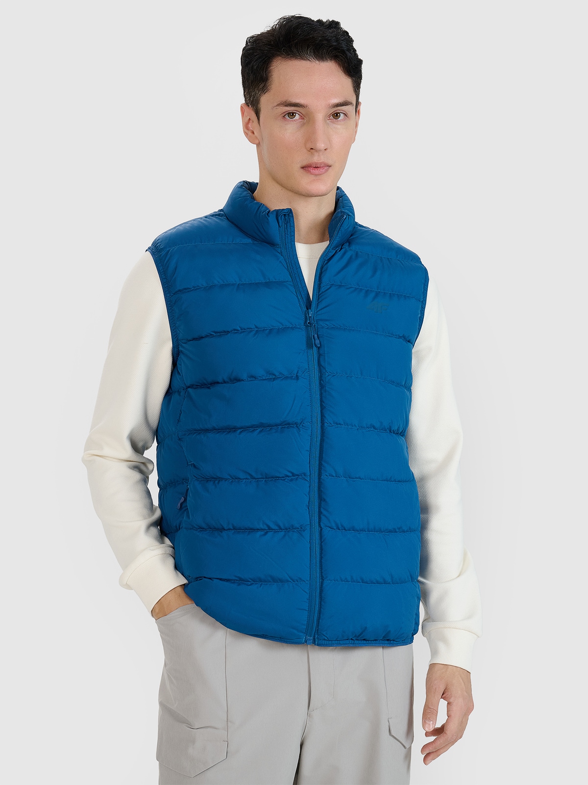 4F Bezrękawnik puchowy z wypełnieniem naturalnym męski - niebieski 3XL