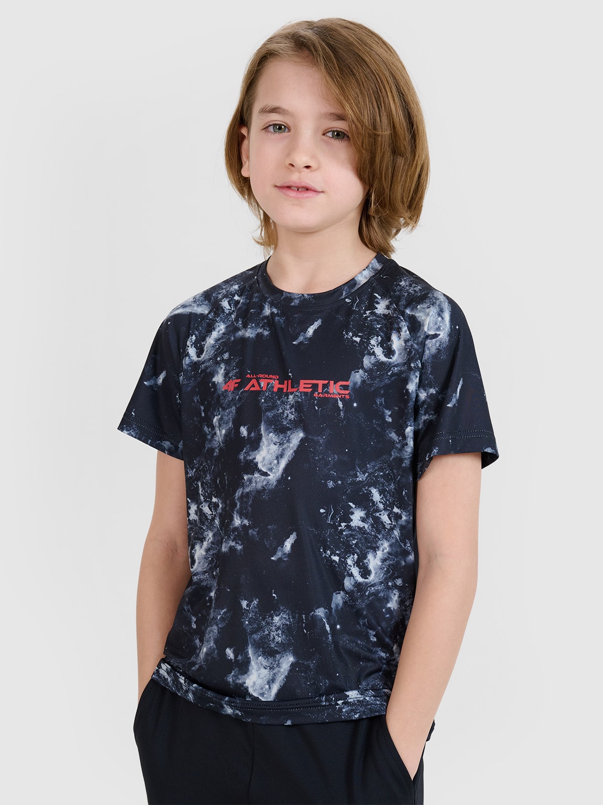 4F T-shirt sportowy szybkoschnący chłopięcy - multikolor 122/128 (6-8 lat)