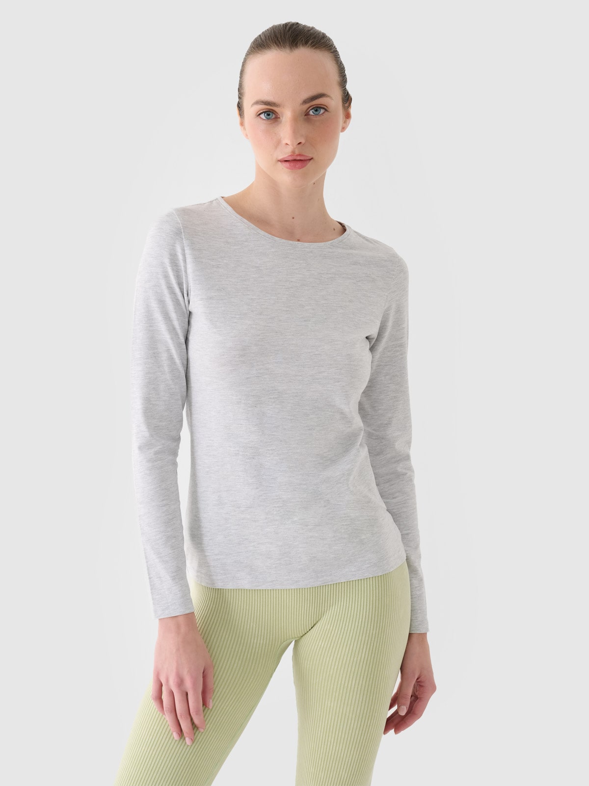 4F Longsleeve slim gładki damski - szary XS