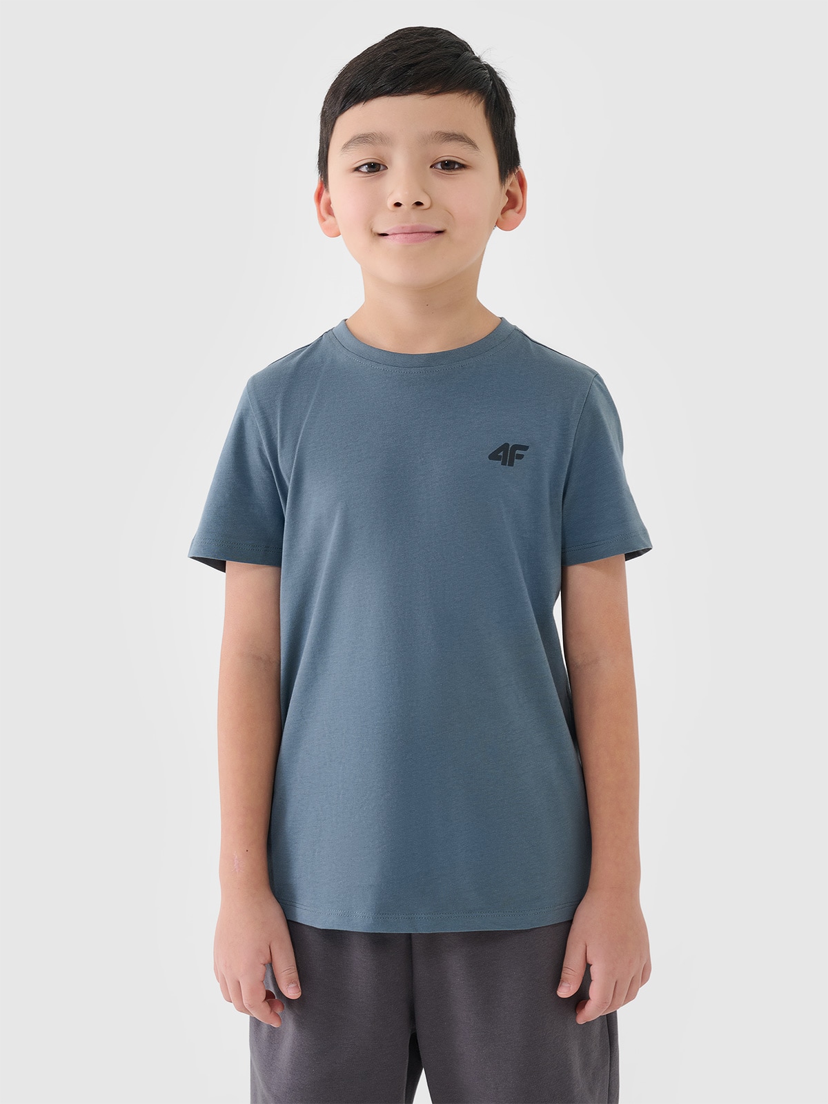 4F T-shirt regular gładki chłopięcy - turkusowy 122 (6-7 lat)