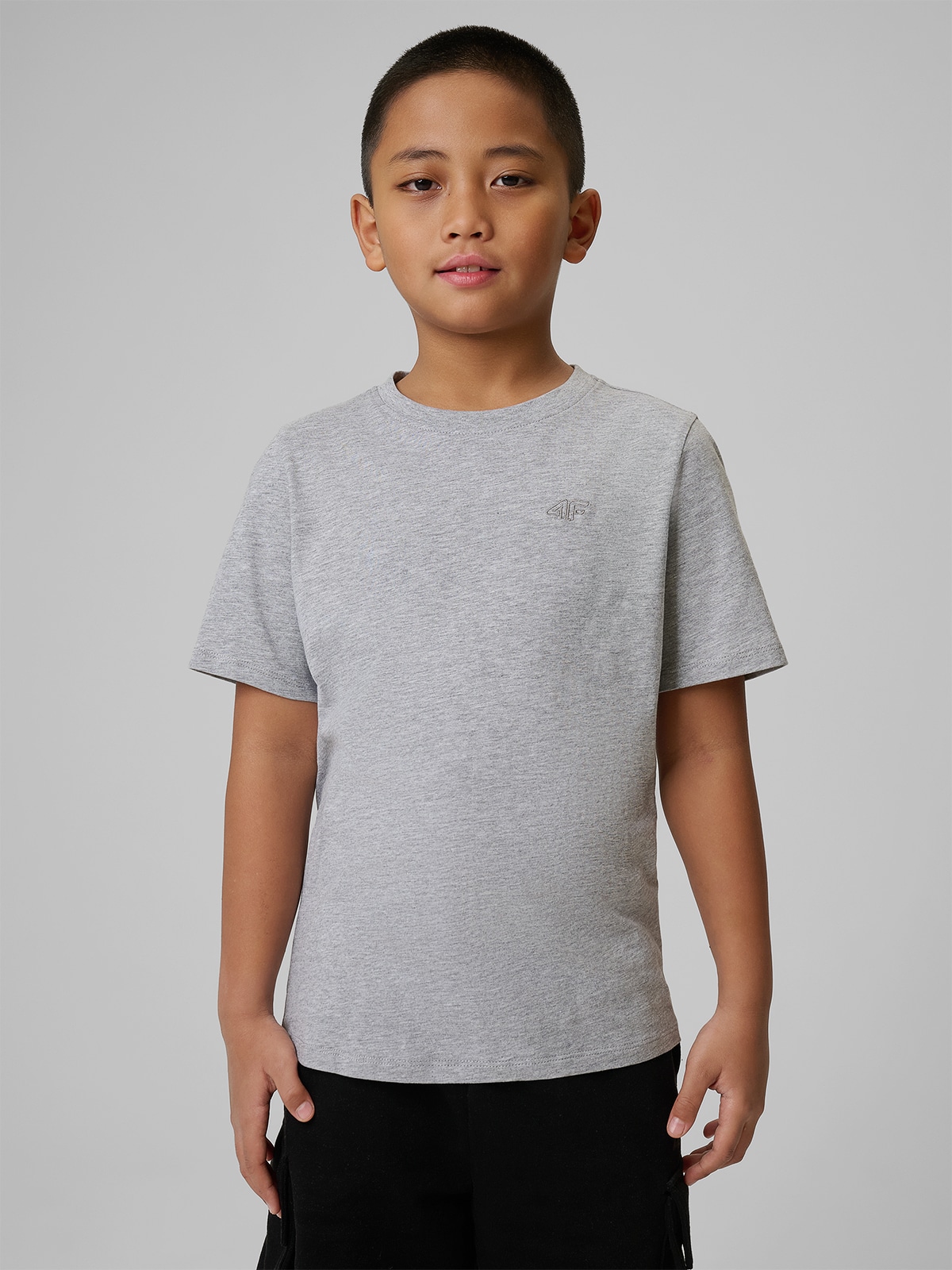 4F T-shirt gładki chłopięcy - szary 164 (13-14 lat)