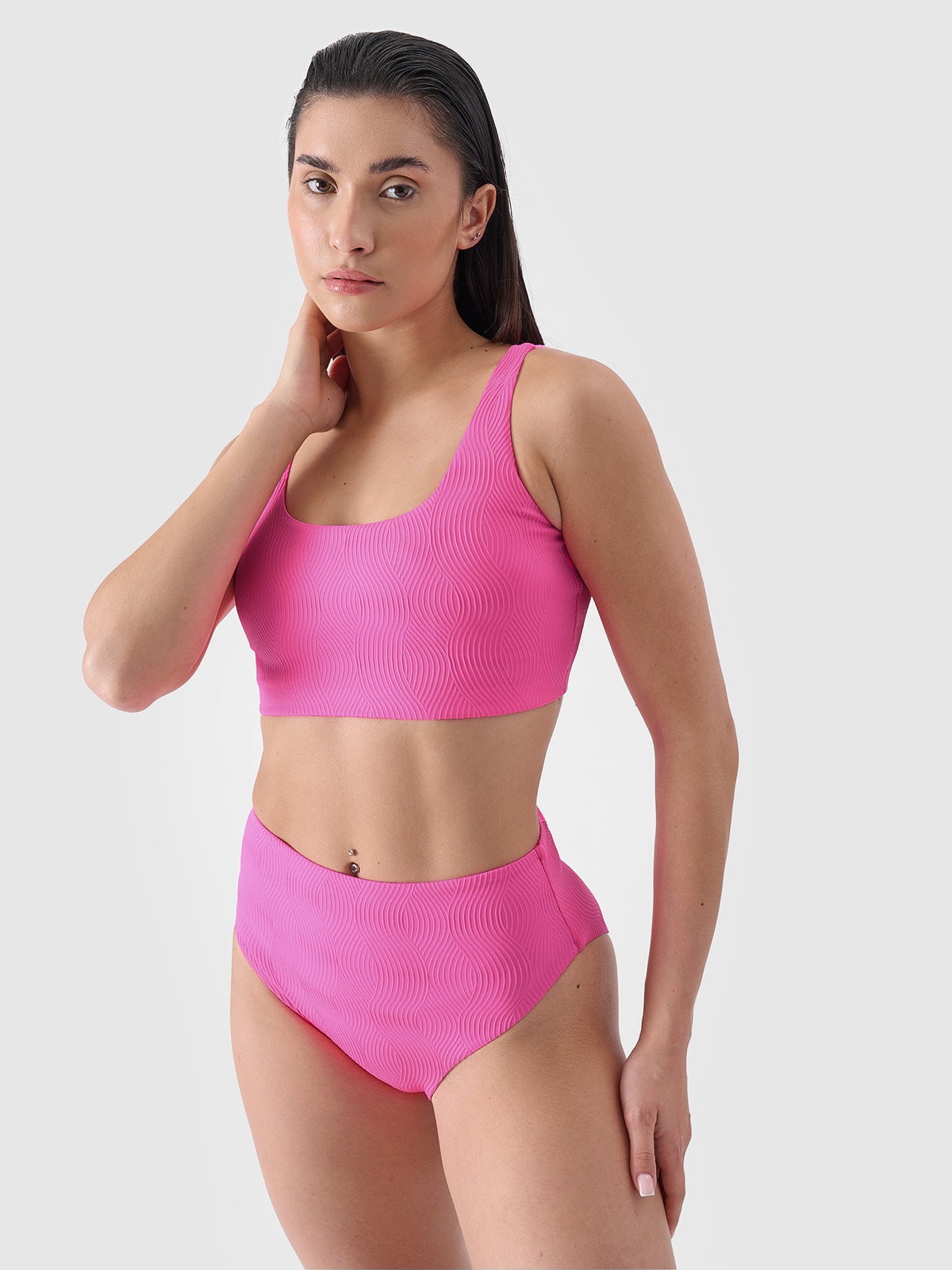4F Dół od bikini damski - różowy XS