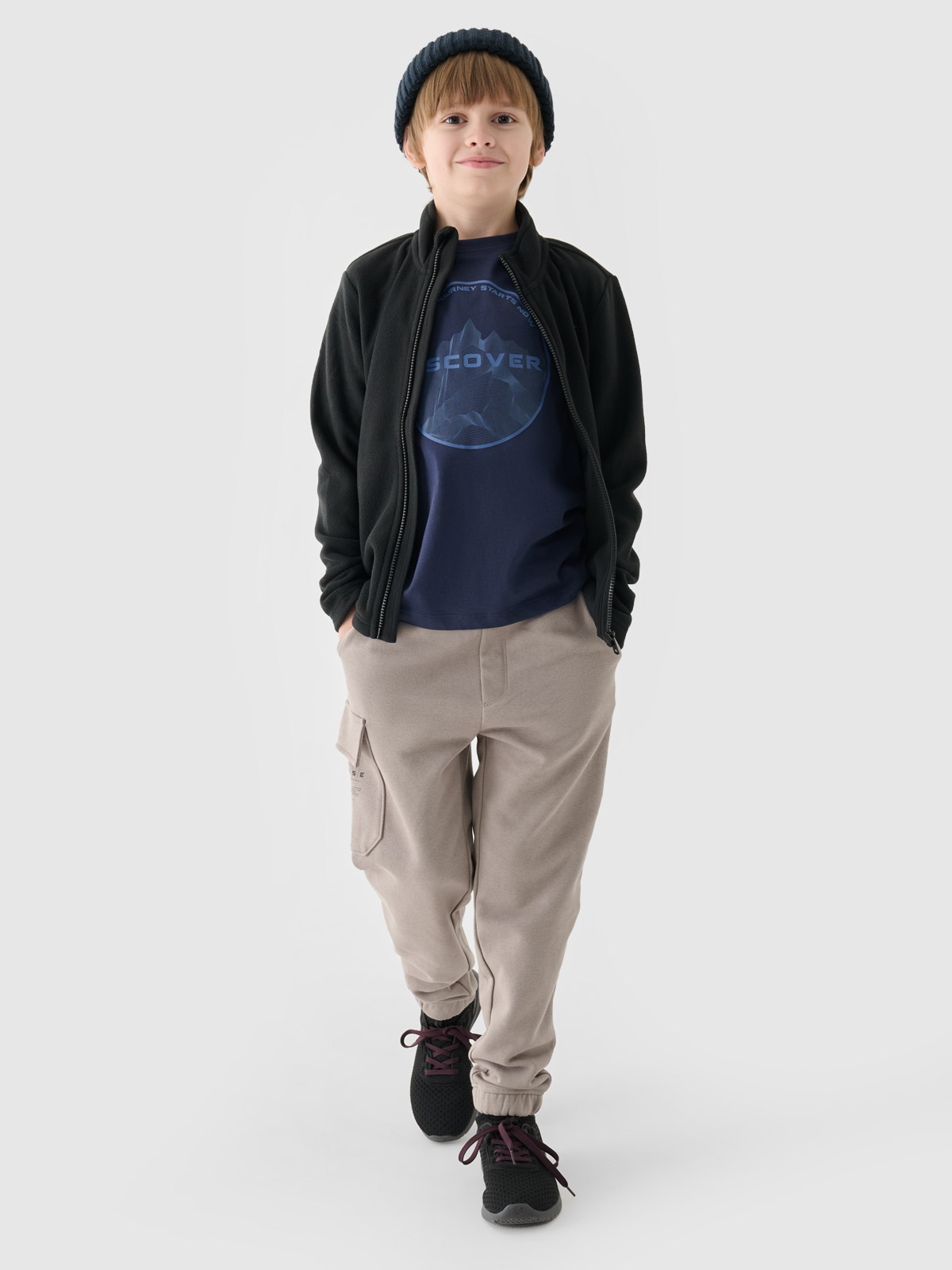 4F Polar regular ze stójką chłopięcy - czarny 164 (13-14 lat)