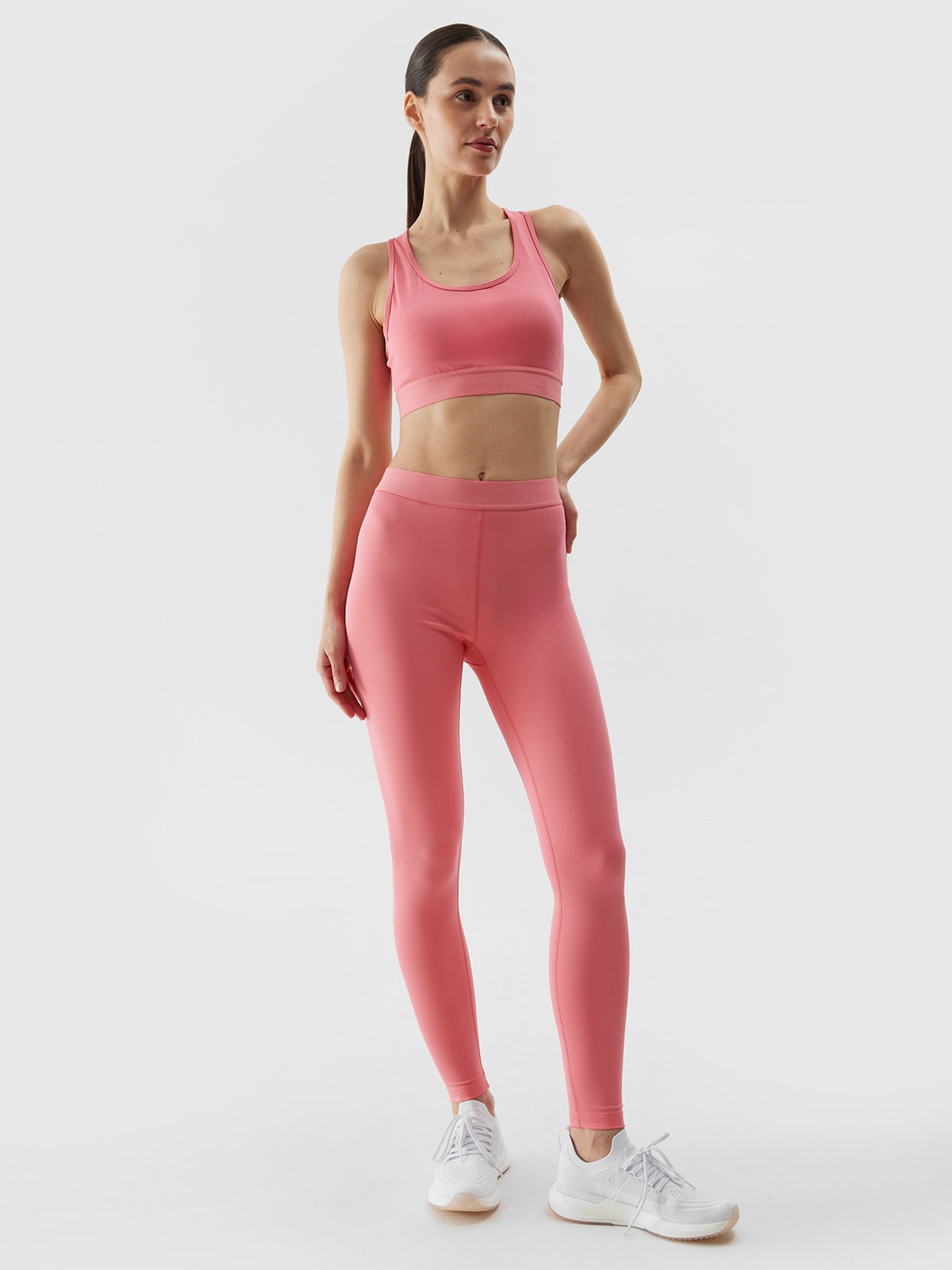 4F Legginsy treningowe z materiału z recyklingu damskie - pomarańczowe XS