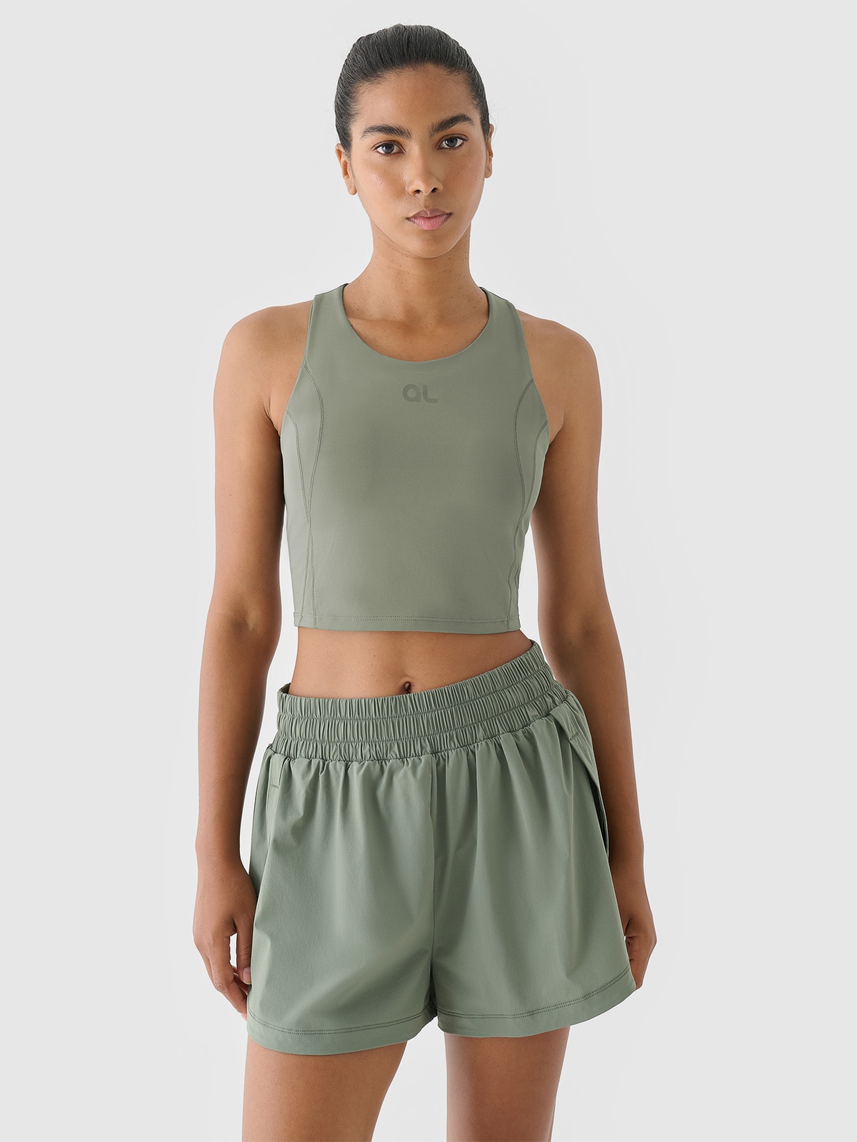4F Crop top treningowy szybkoschnący 4F x Anna Lewandowska - khaki XS