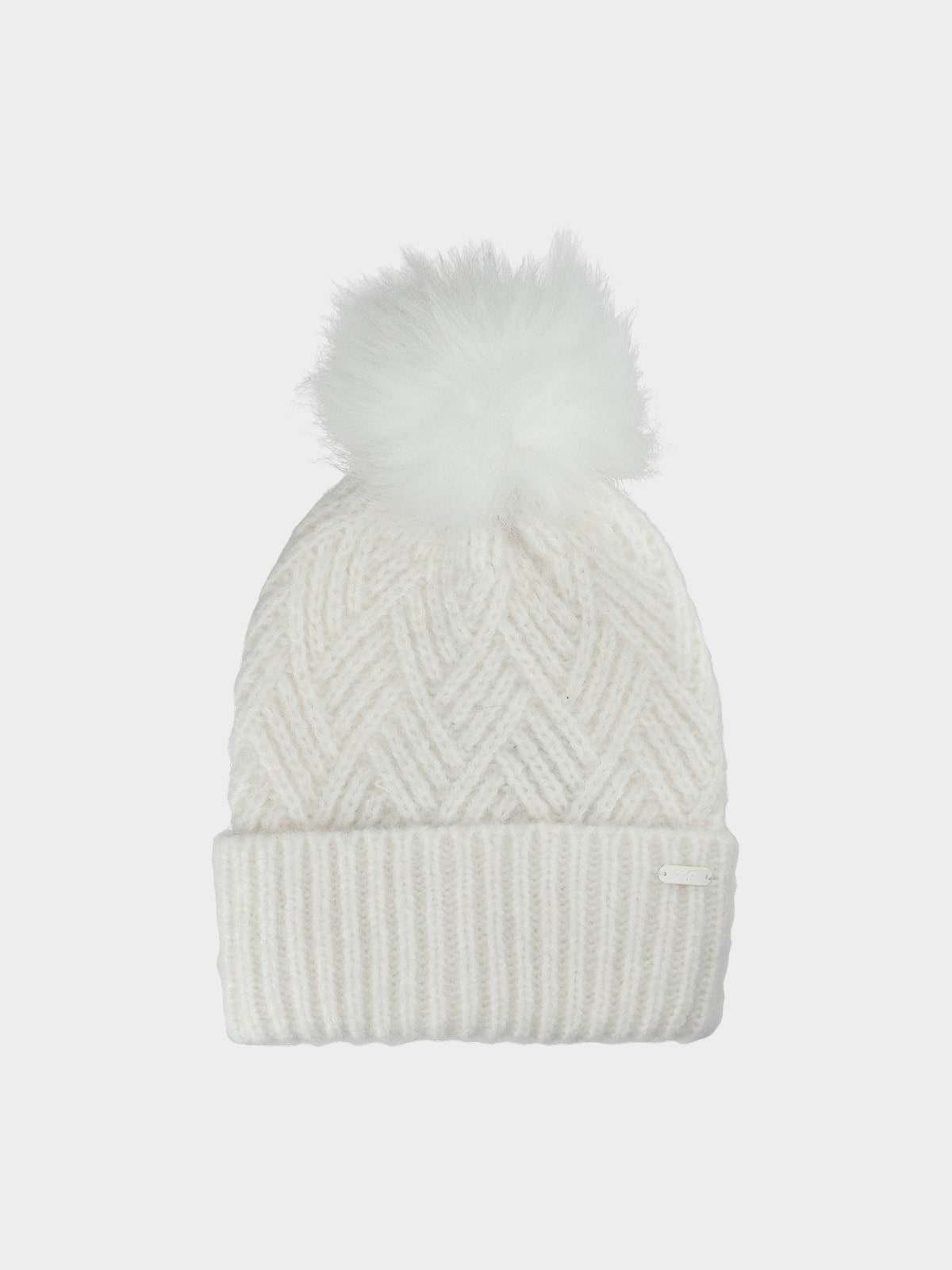 4F Czapka zimowa z pomponem dziewczęca - beżowa Uniwersalny