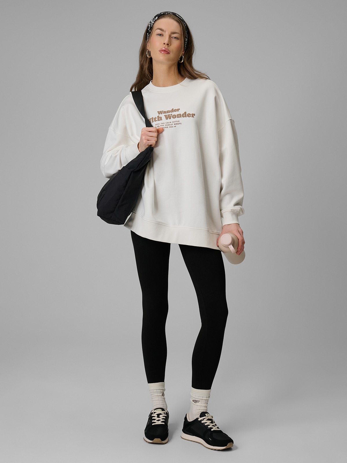 4F Legginsy dzianinowe damskie - czarne XXL