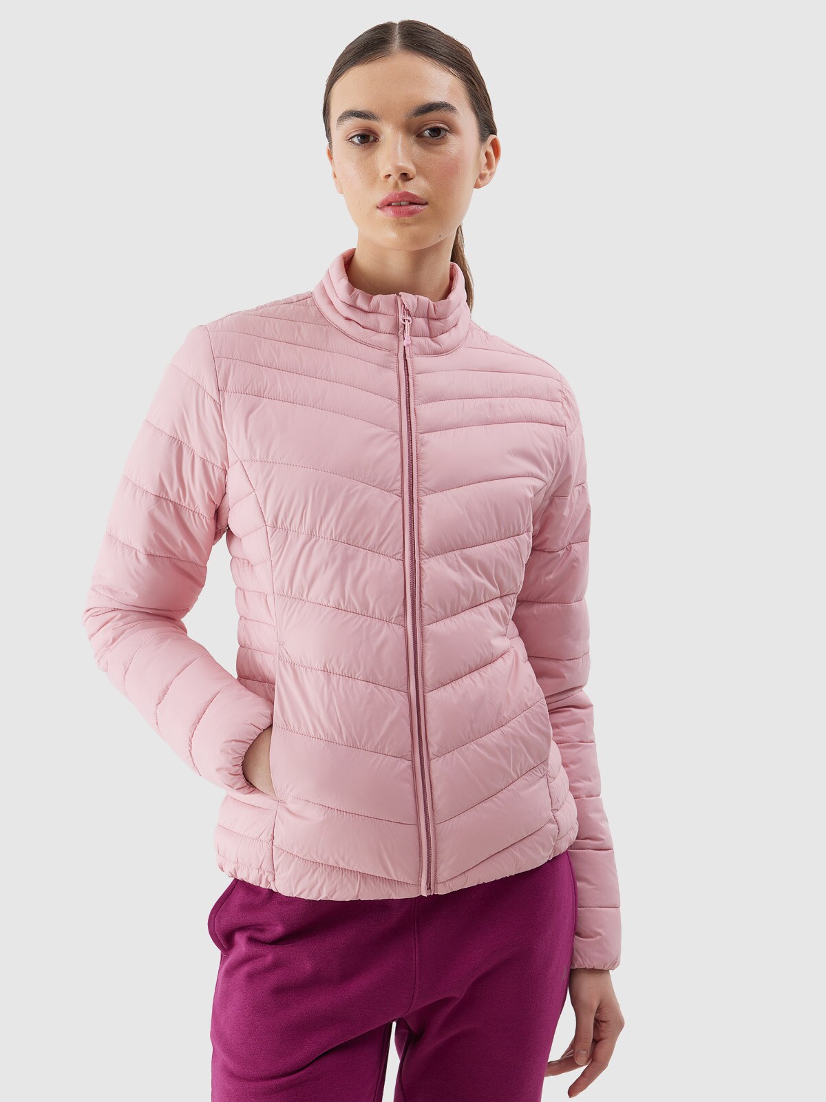 4F Kurtka puchowa z wypełnieniem z recyklingu damska - różowa XS