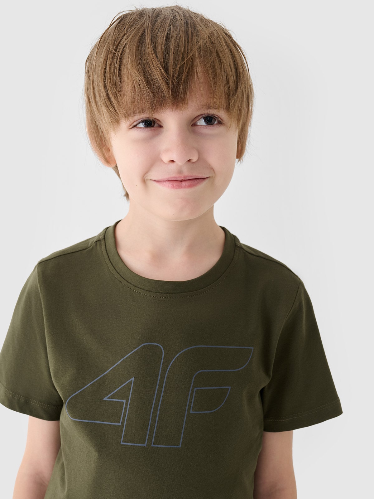 4F T-shirt z nadrukiem chłopięcy - khaki 146 (10-11 lat)
