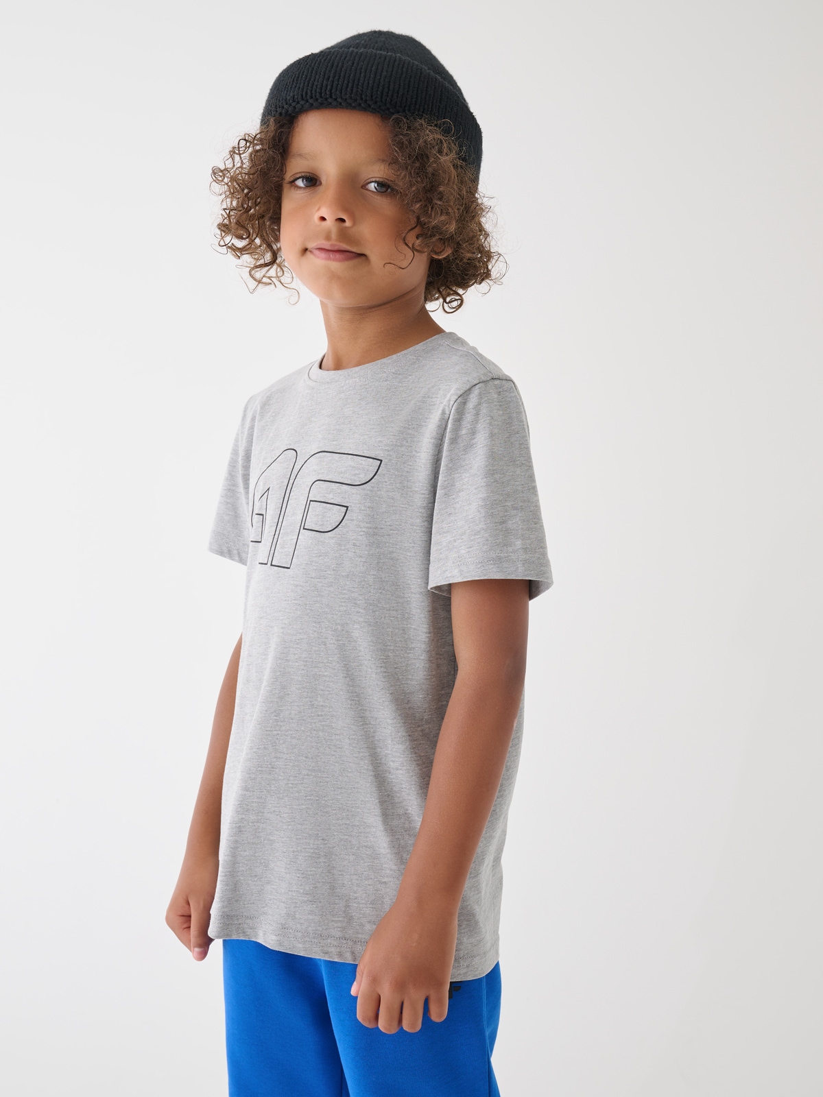 4F T-shirt z nadrukiem chłopięcy - szary 164 (13-14 lat)
