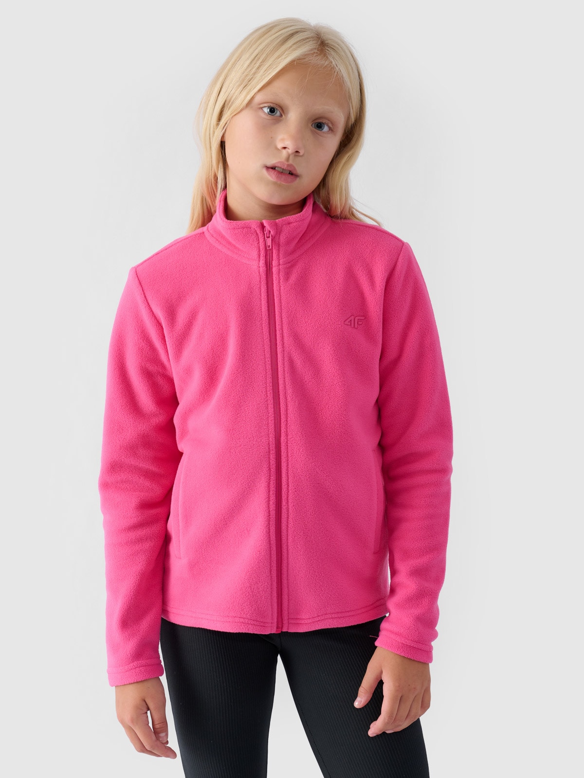 4F Polar slim ze stójką dziewczęcy - rózowy 164 (13-14 lat)