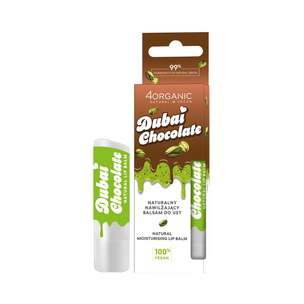 4organic Naturalny Nawilżający Balsam do Ust Dubai Chocolate
