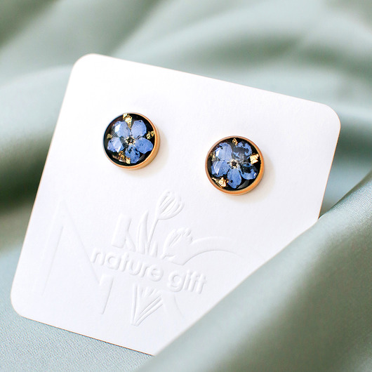 Kolczyki sztyfty z niezapominajkami