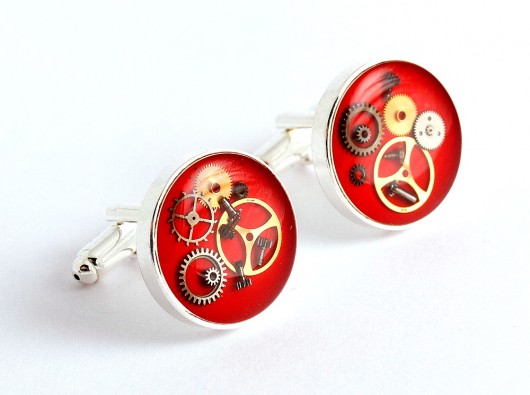 Spinki Steam dram Red - Unikatowe trybiki