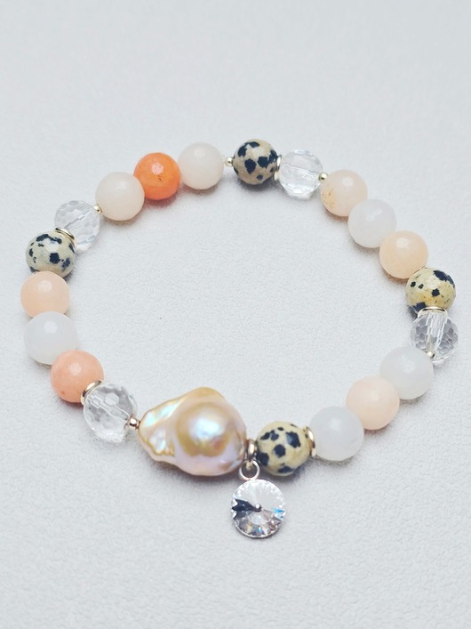 Bransoletka Apricot z Perłą i Kryształem Rivoli